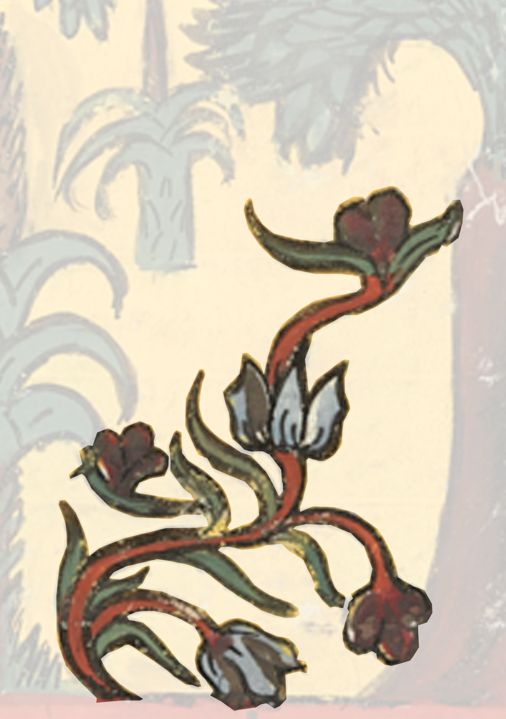 Painting Of A Plant With Leaves And Flowers