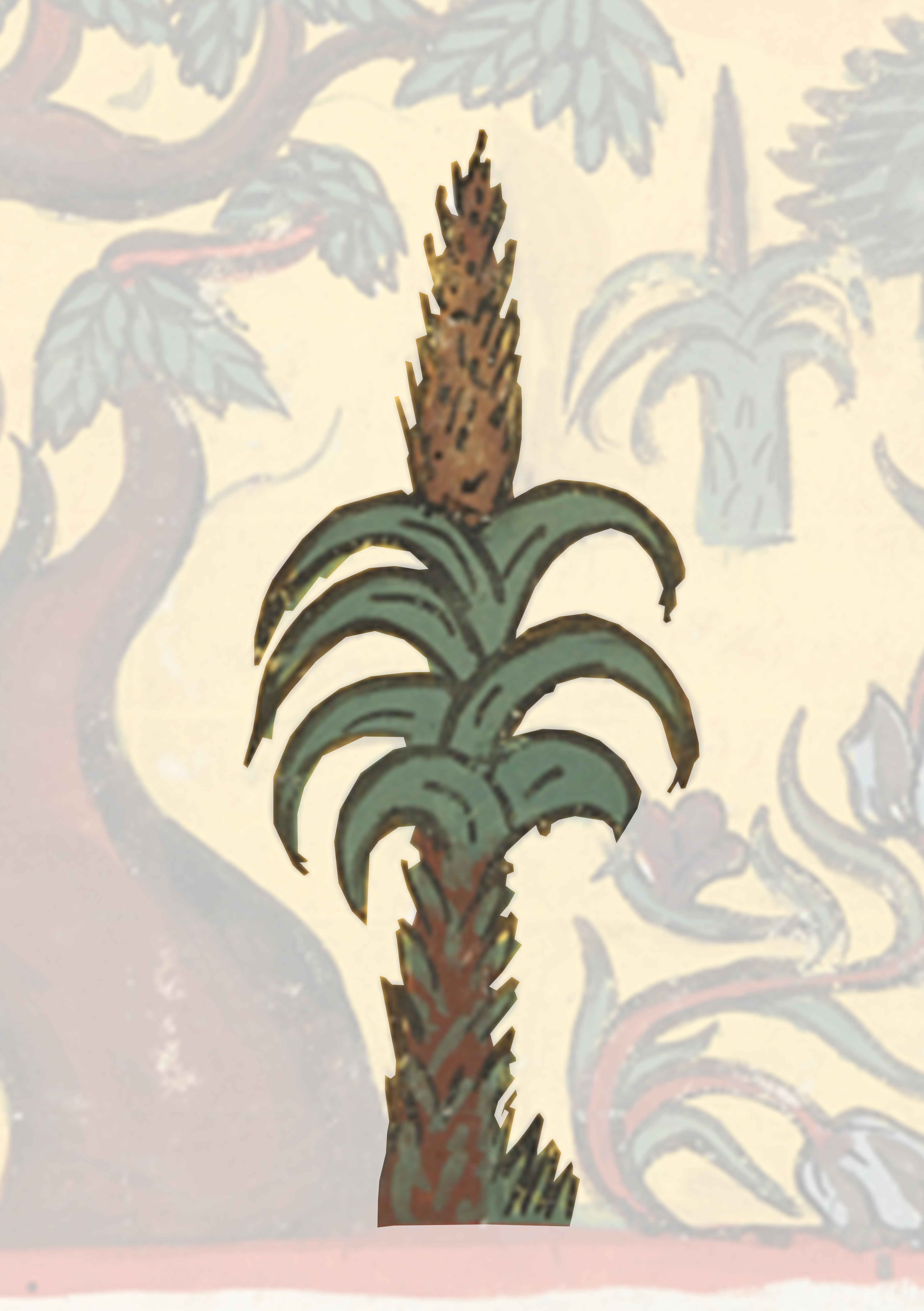 Painting Of A Plant With A Red Background