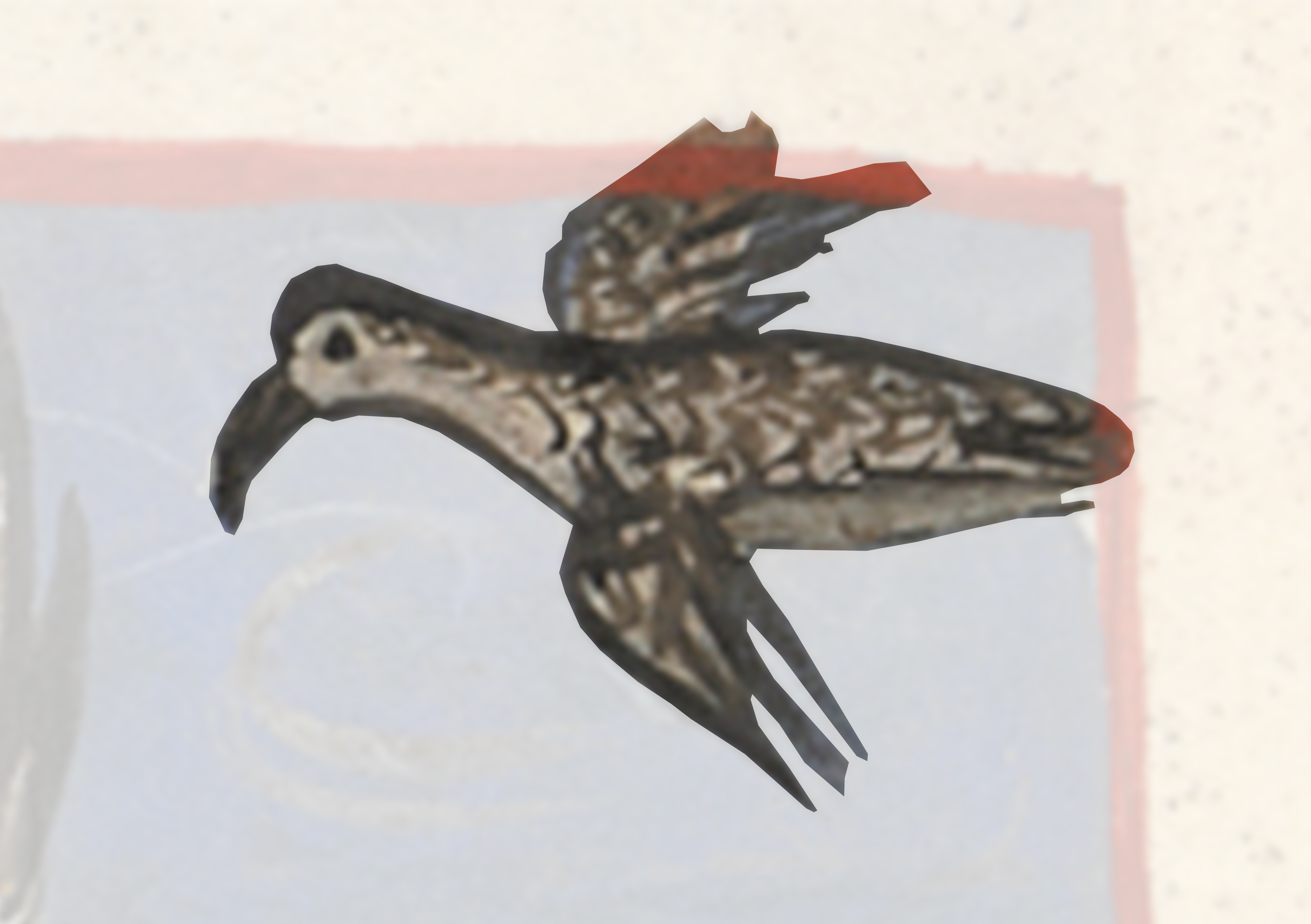 Bird Flying In The Air With A Red And Blue Background