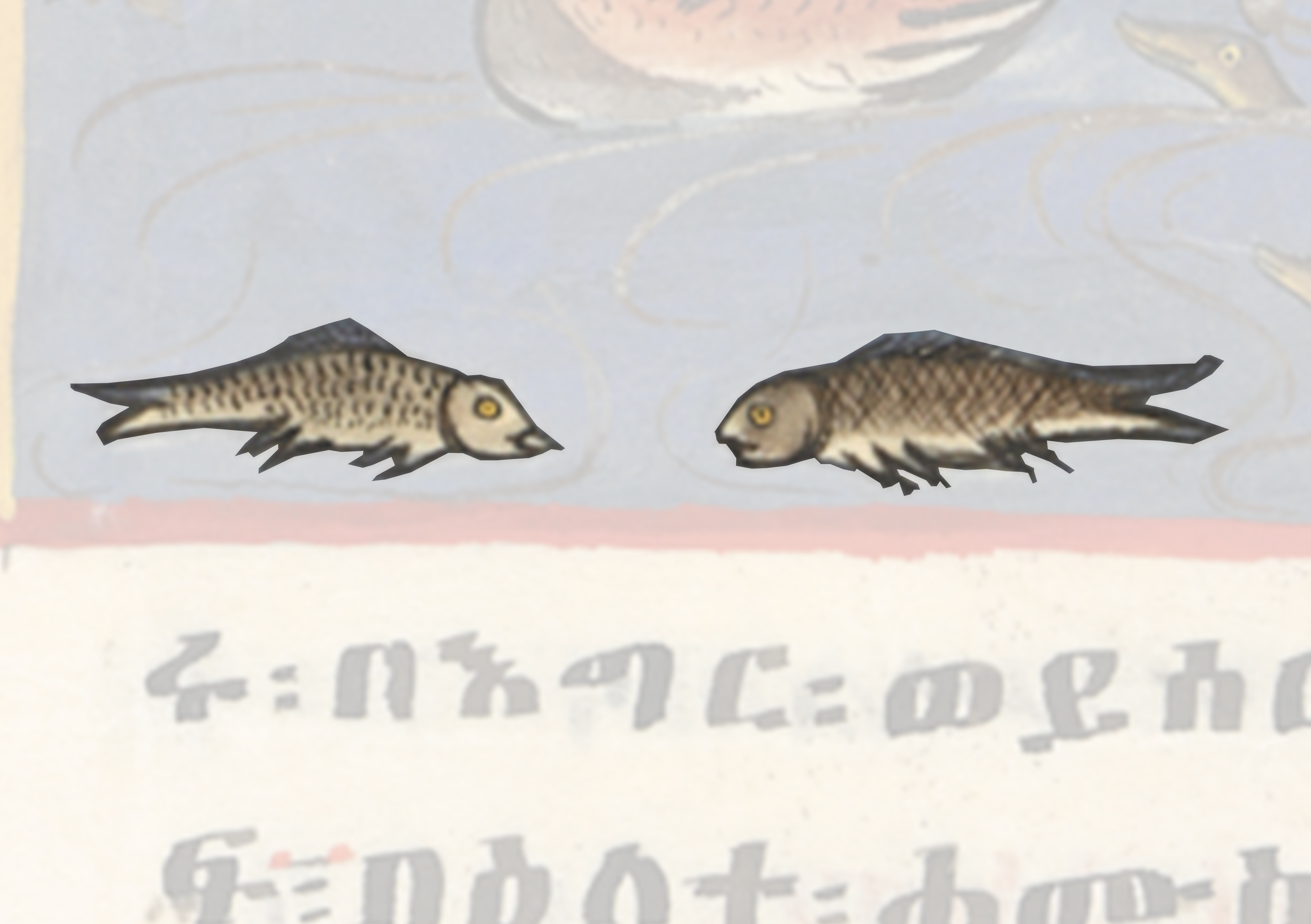 Two Fish Are Swimming In A Painting