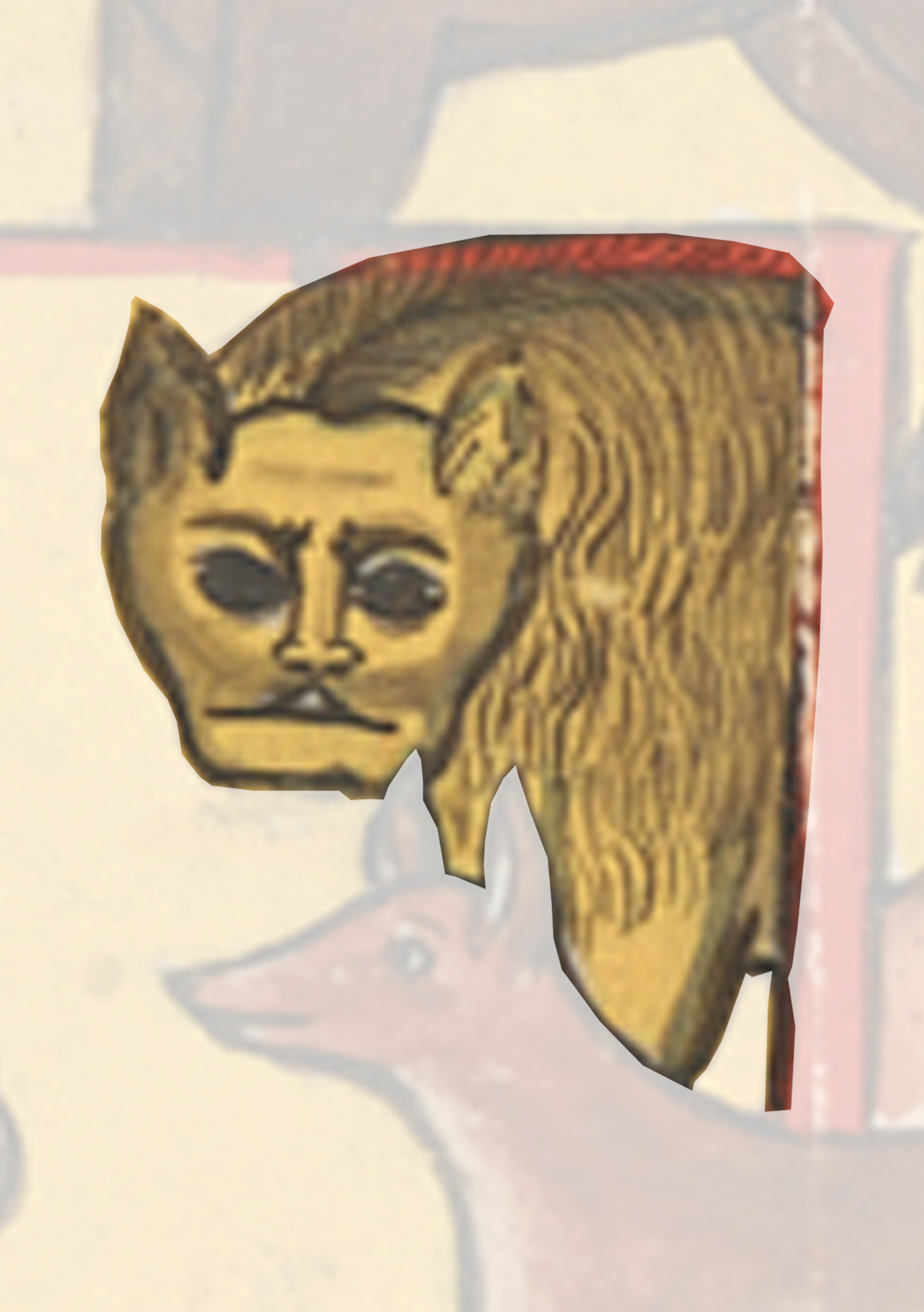 Lion Head With A Red And White Background