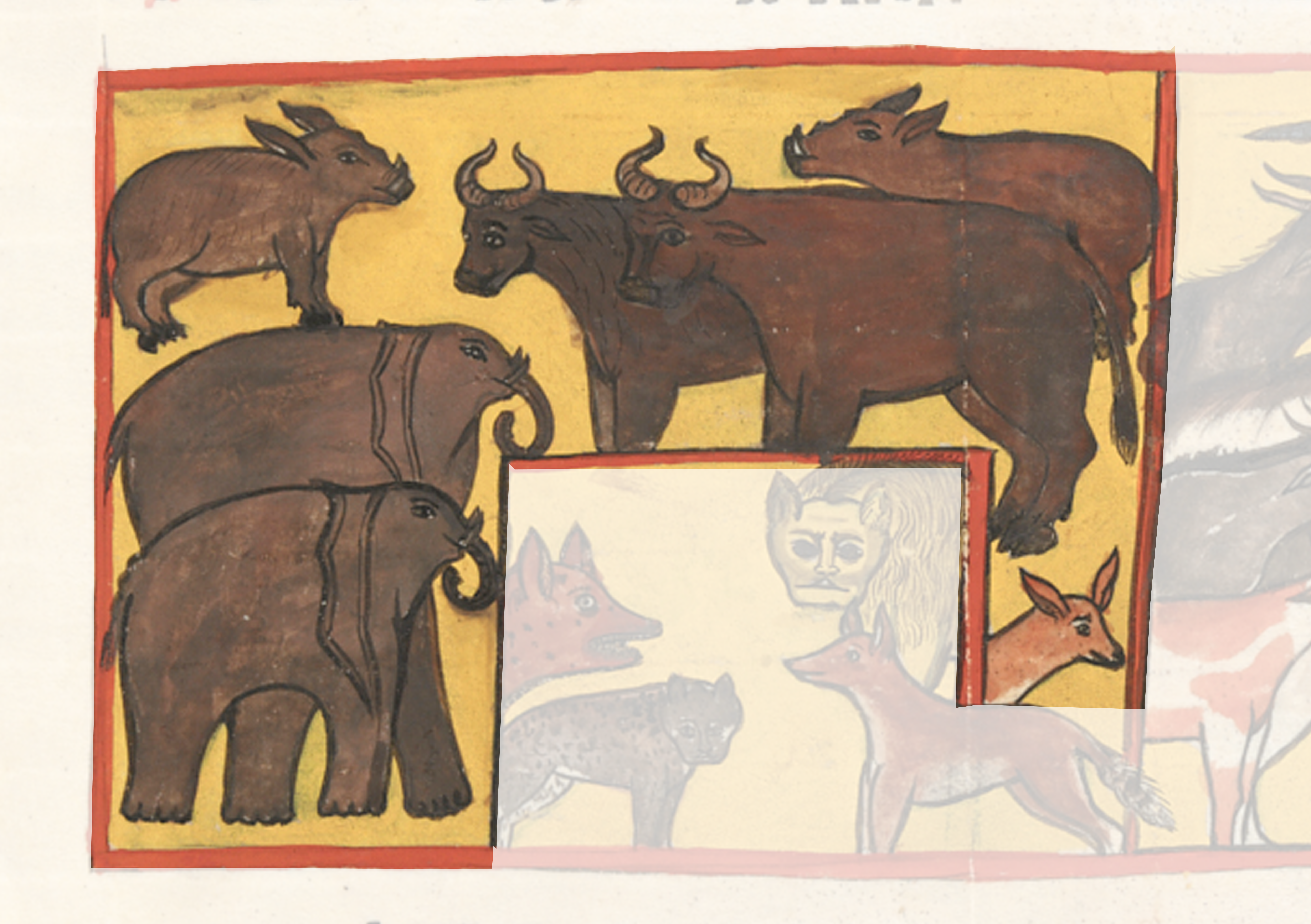 Painting Of A Group Of Animals In A Frame