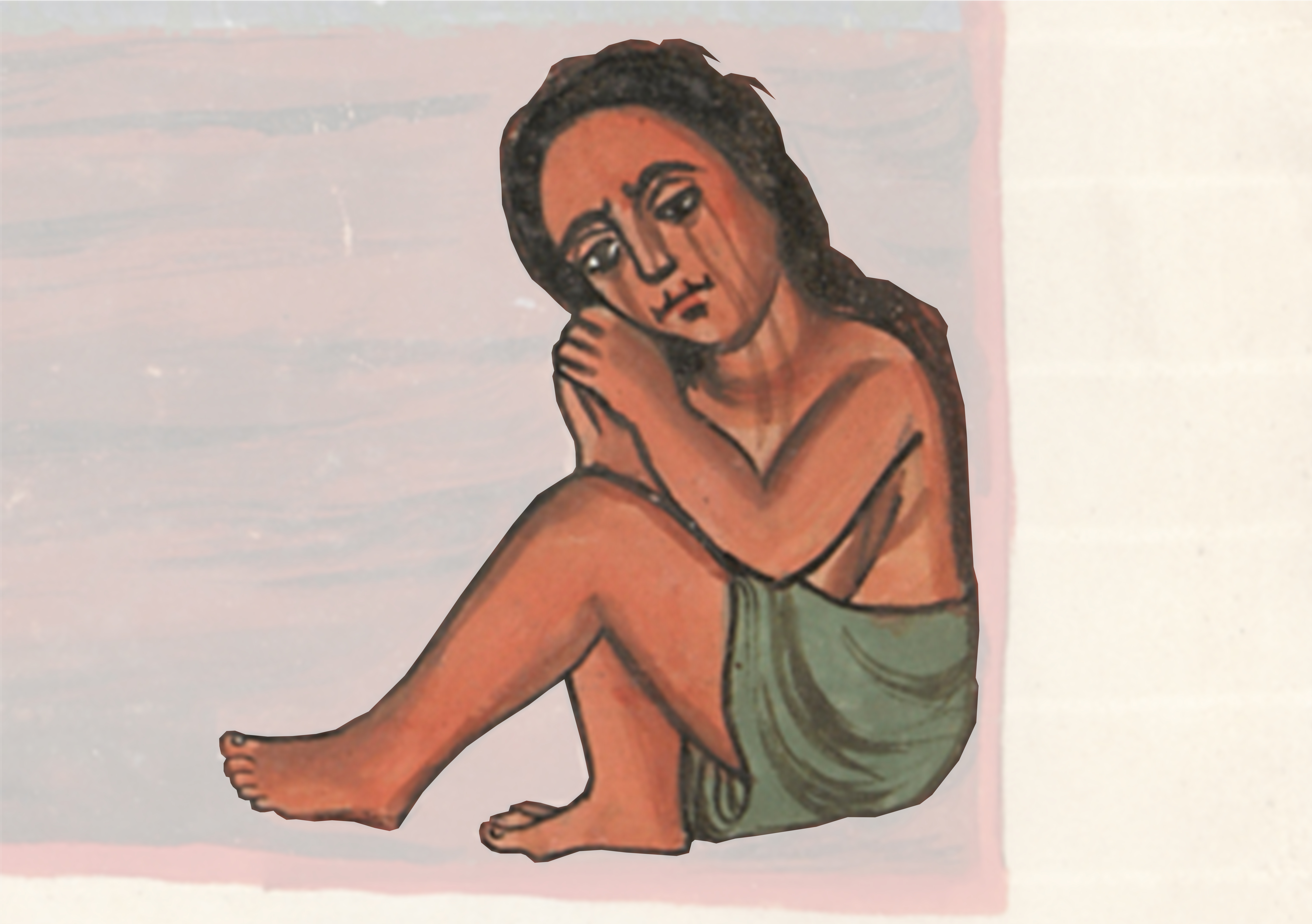 Drawing Of A Woman Sitting On The Ground