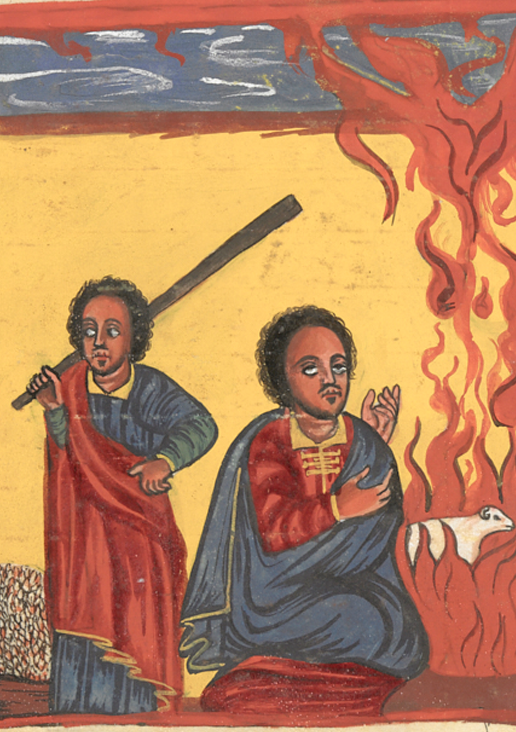 Painting Of Two People Sitting In Front Of A Fire