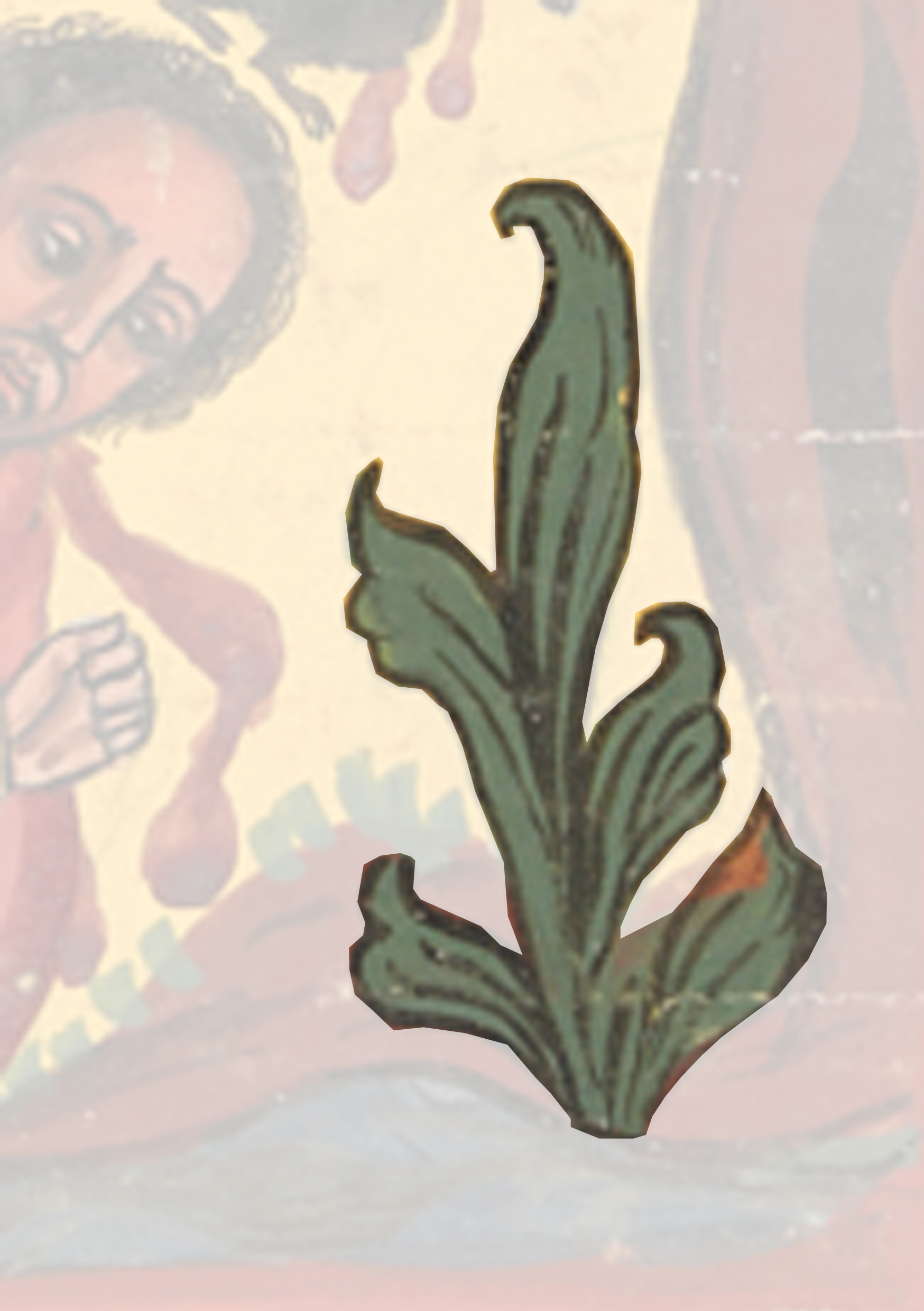 Painting Of A Plant With A Man In The Background