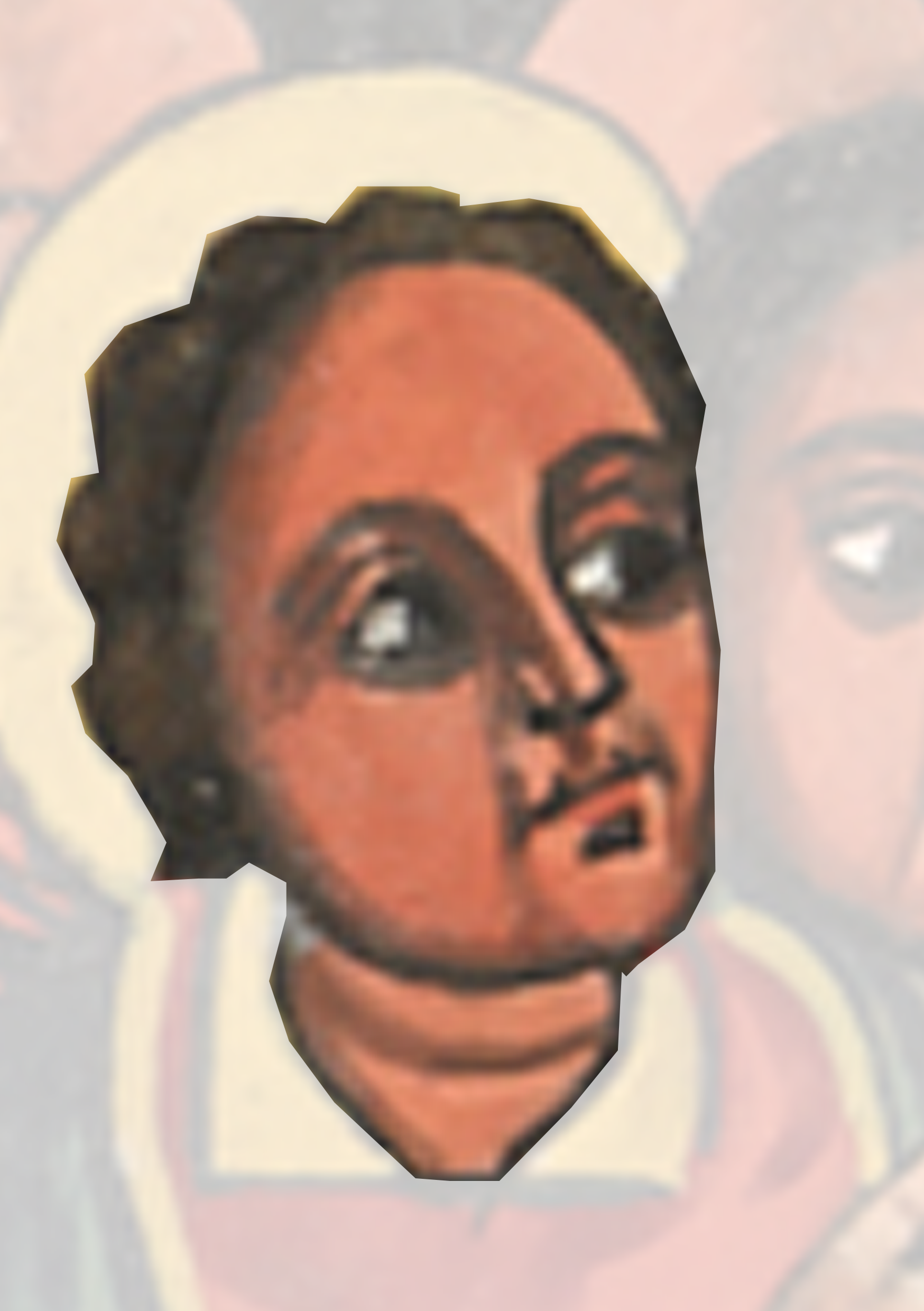 Drawing Of A Woman S Face With A Cross On It