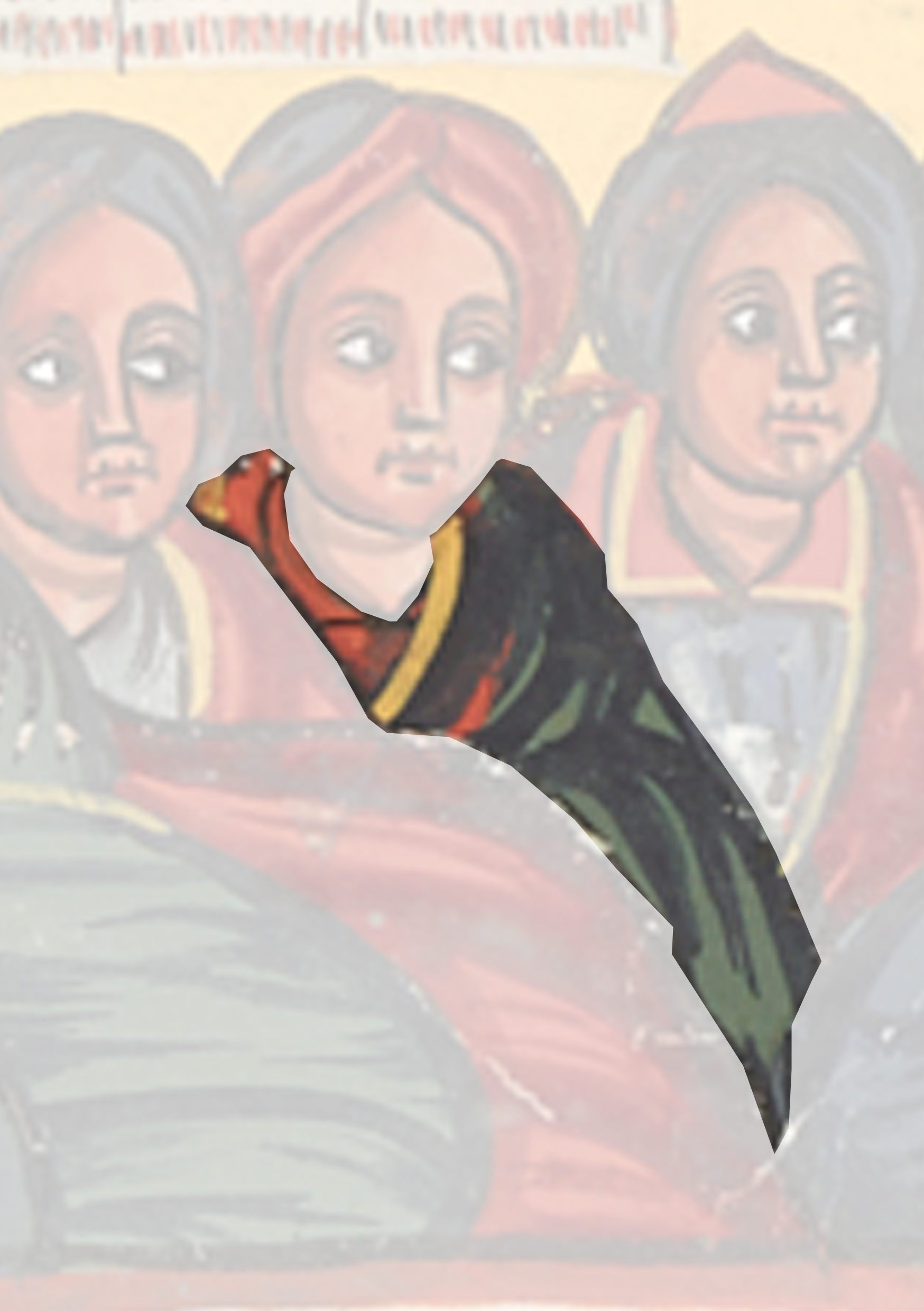 Painting Of A Bird Flying Over A Group Of People