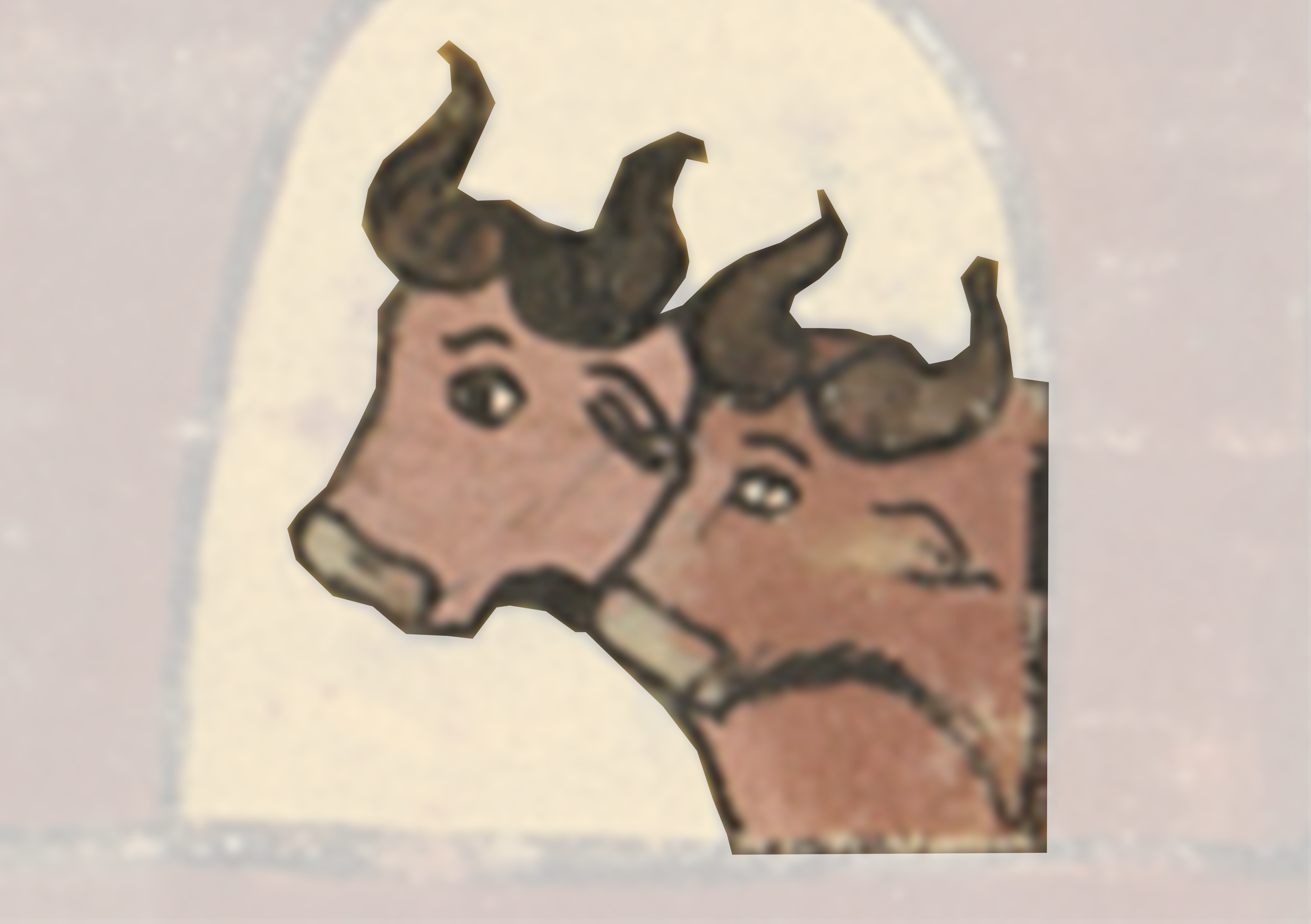 Painting Of Two Goats With A Yellow Background