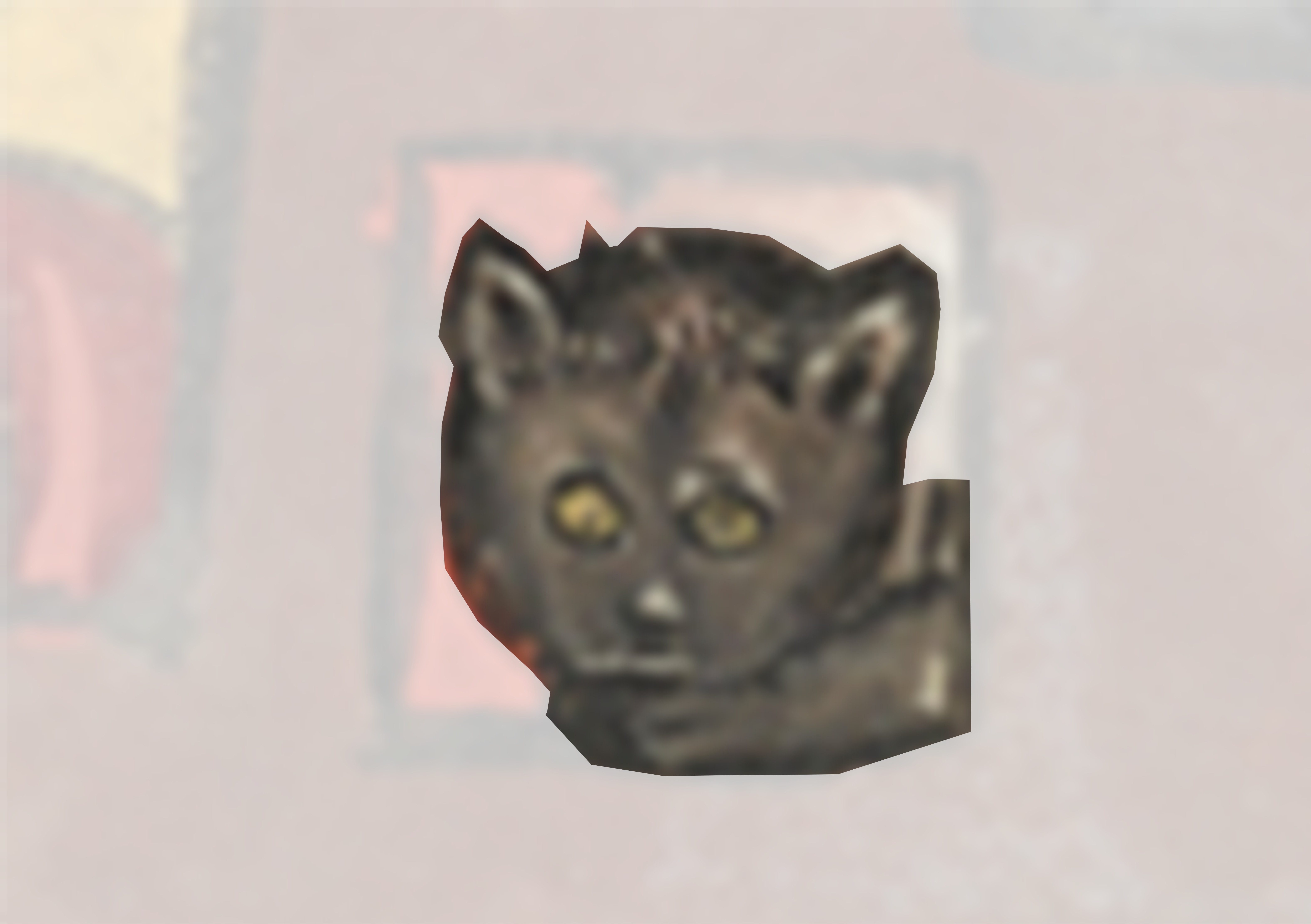 Cat Is Looking Out From A Hole In The Wall