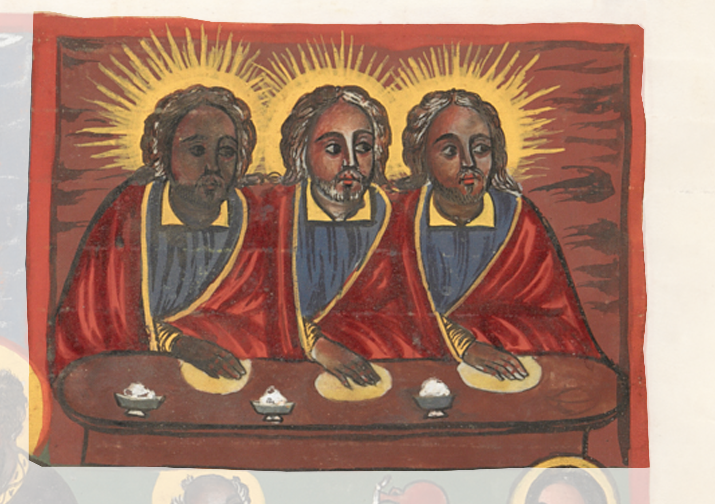 Painting Of Three Men Sitting On A Table