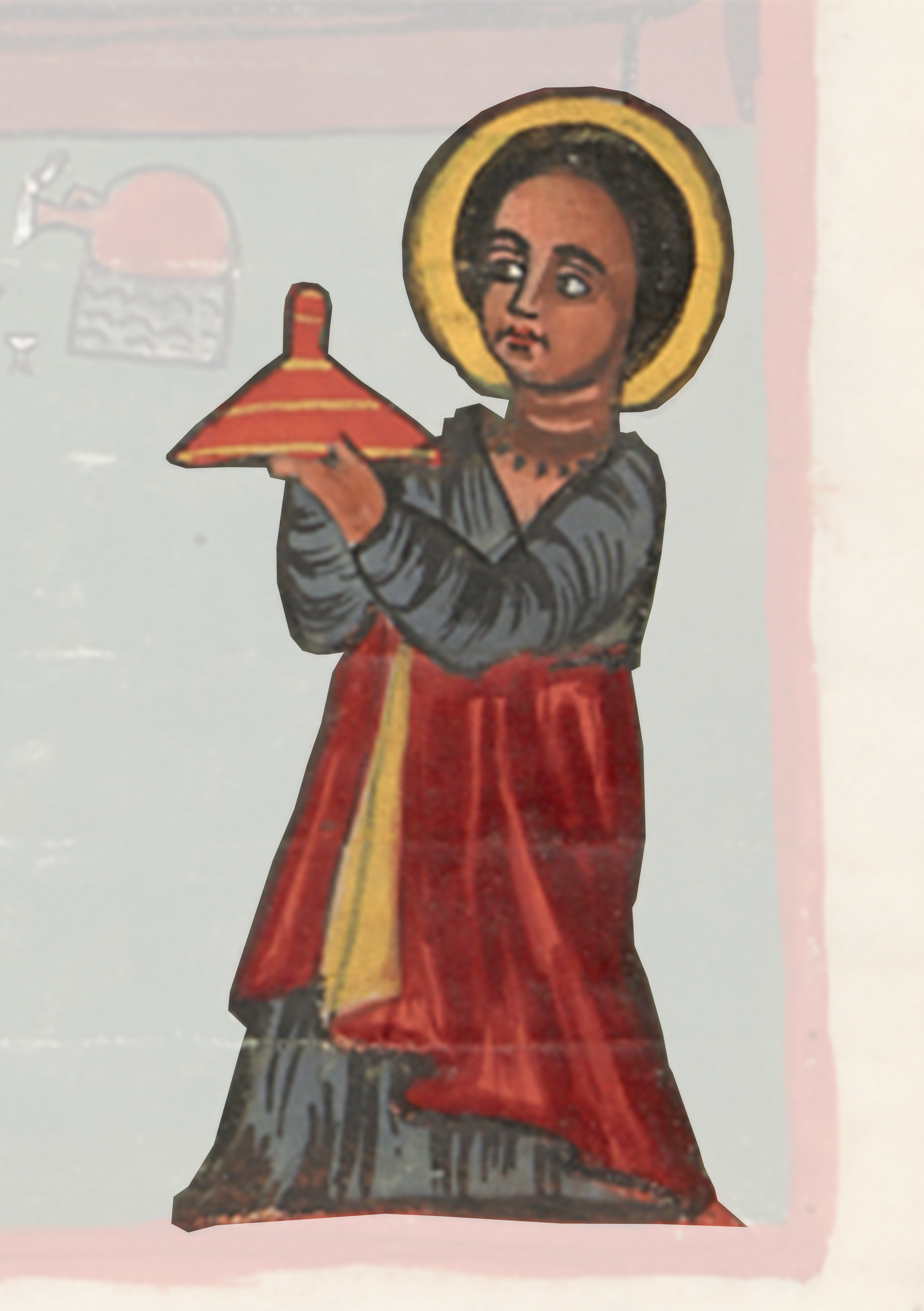 Painting Of A Person Holding A Red Object