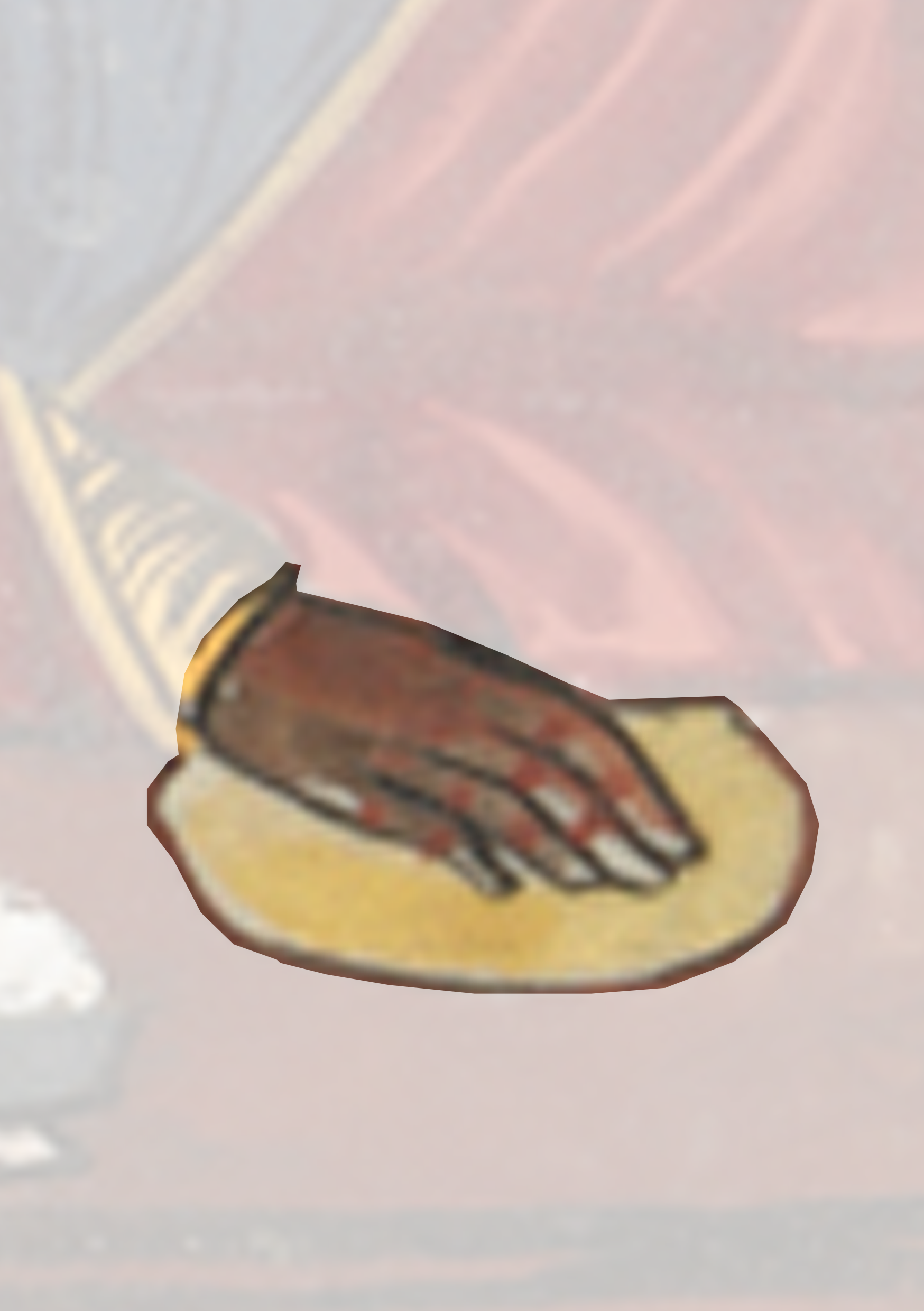 Painting Of A Hand Holding A Piece Of Bread