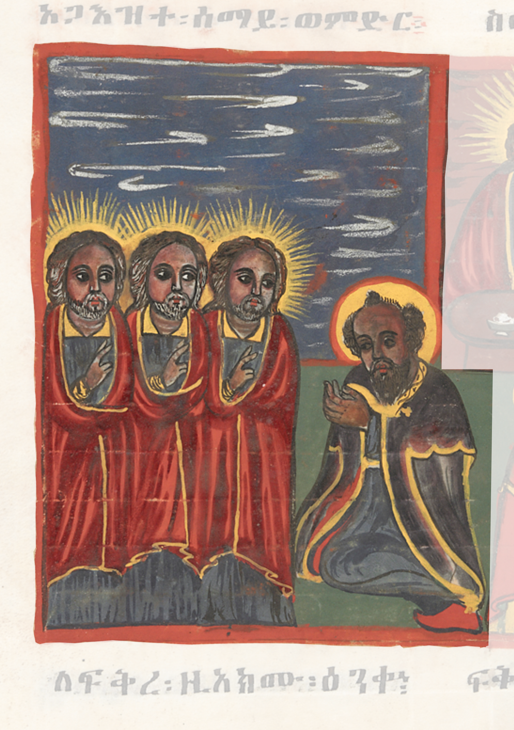 Painting Of Three People With A Red Background