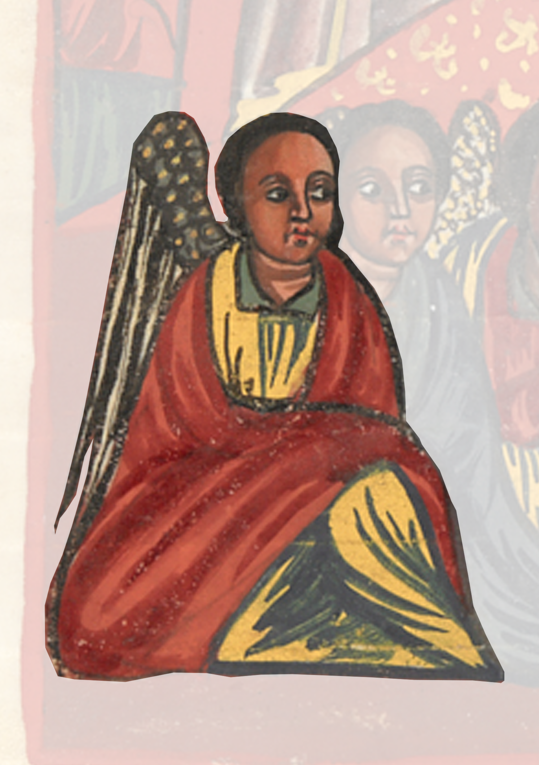 Image Of An Angel Sitting On A Red Chair
