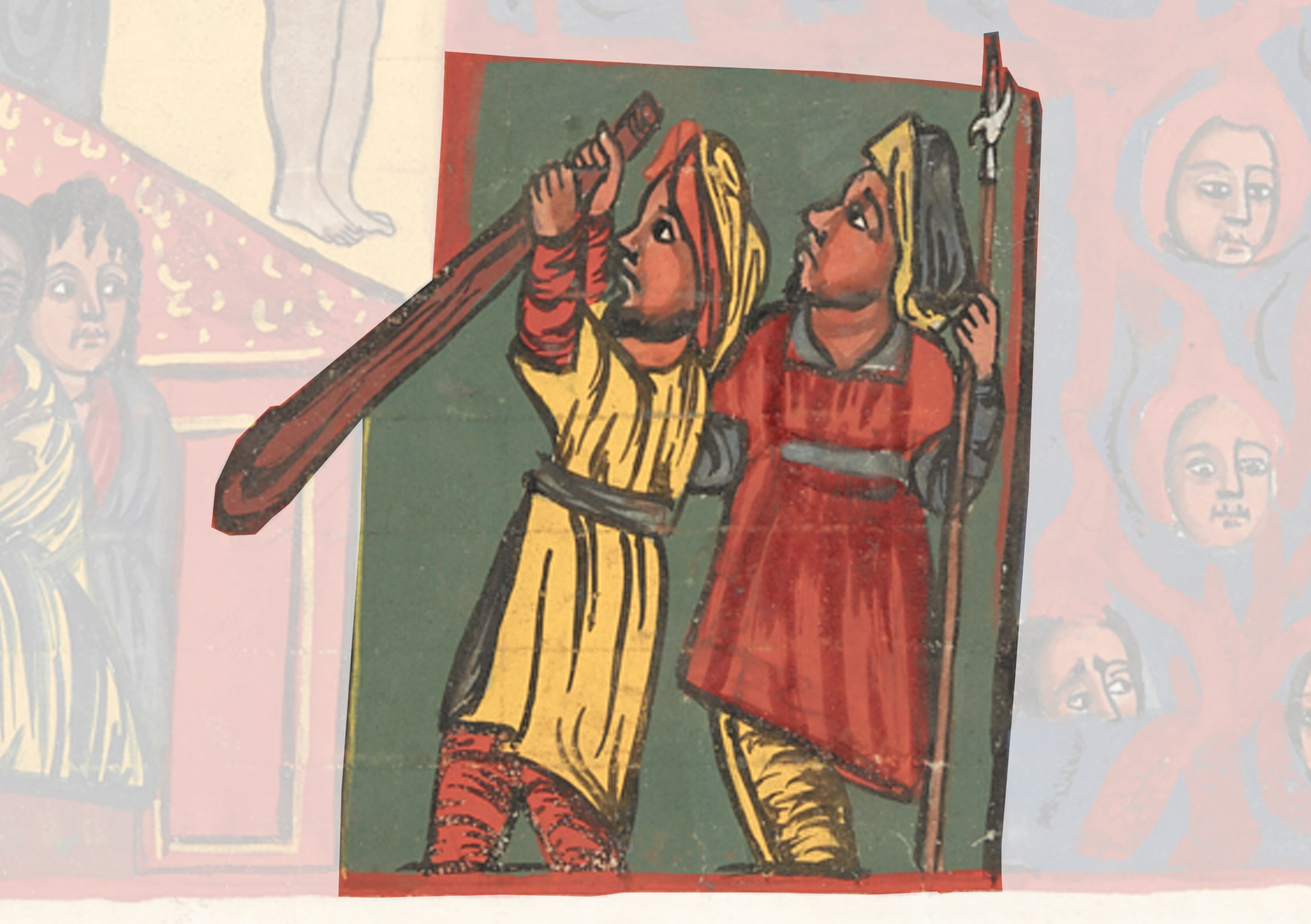 Painting Of A Man Holding A Large Piece Of Wood