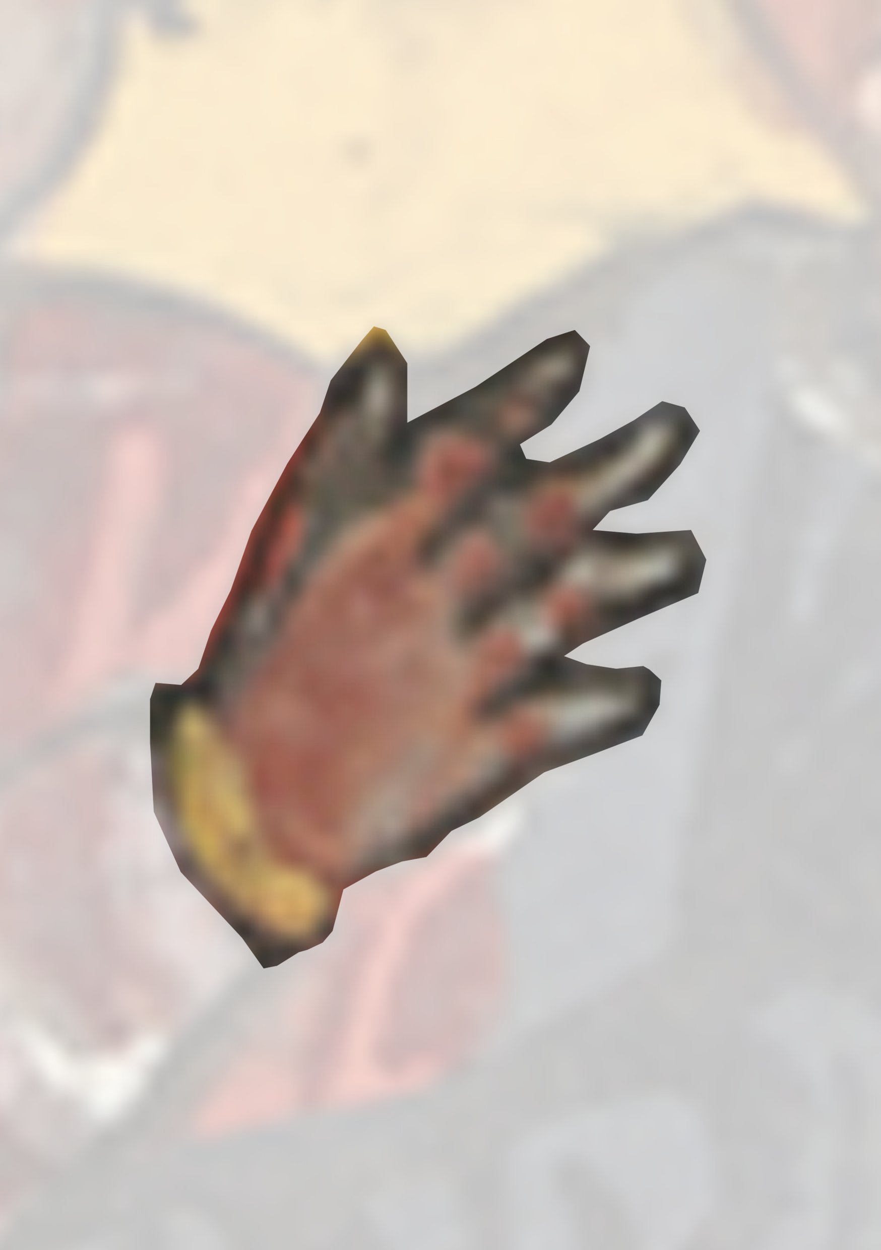 Hand With A Red And Yellow Design