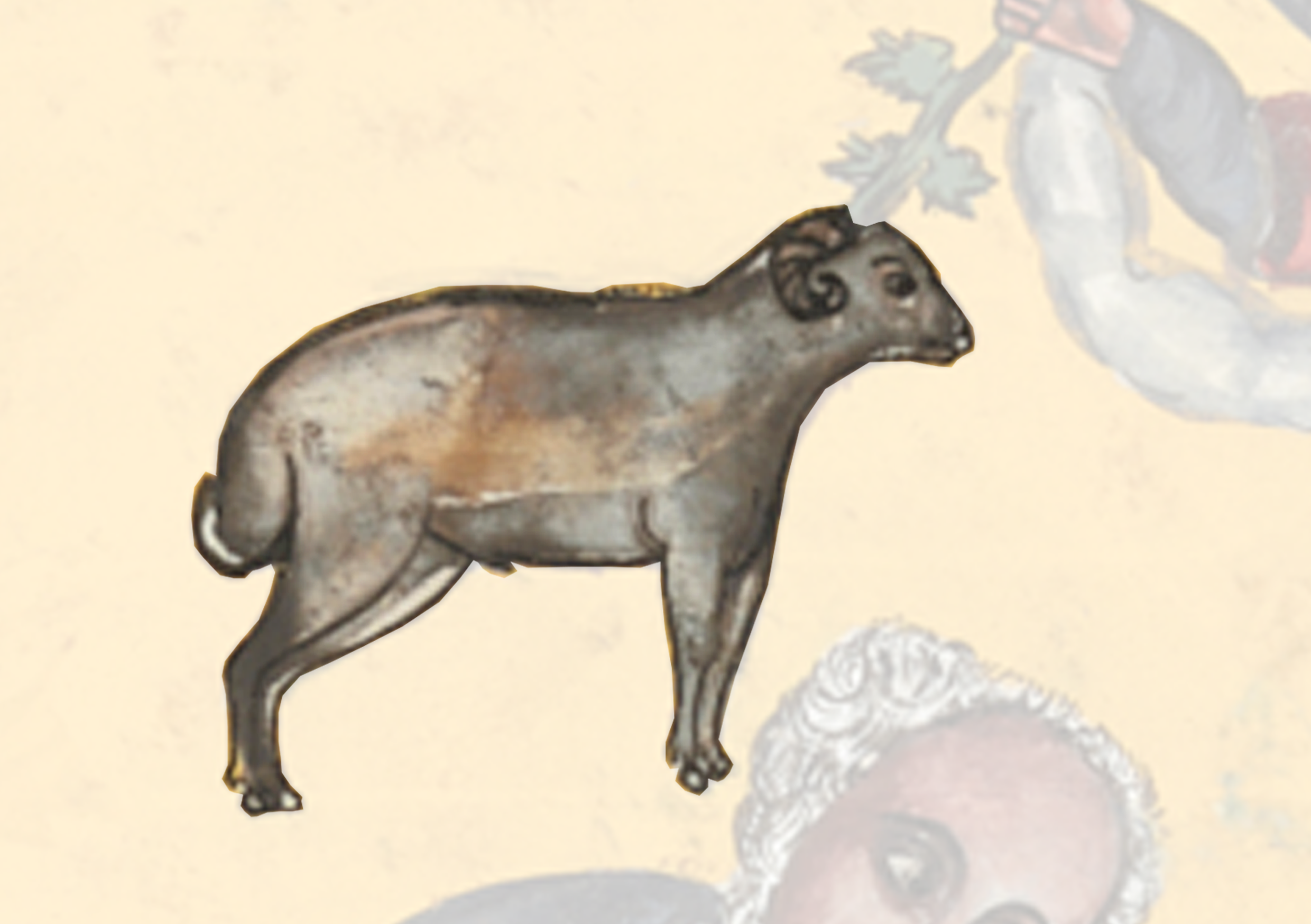 Painting Of A Sheep Standing In Front Of A Wall