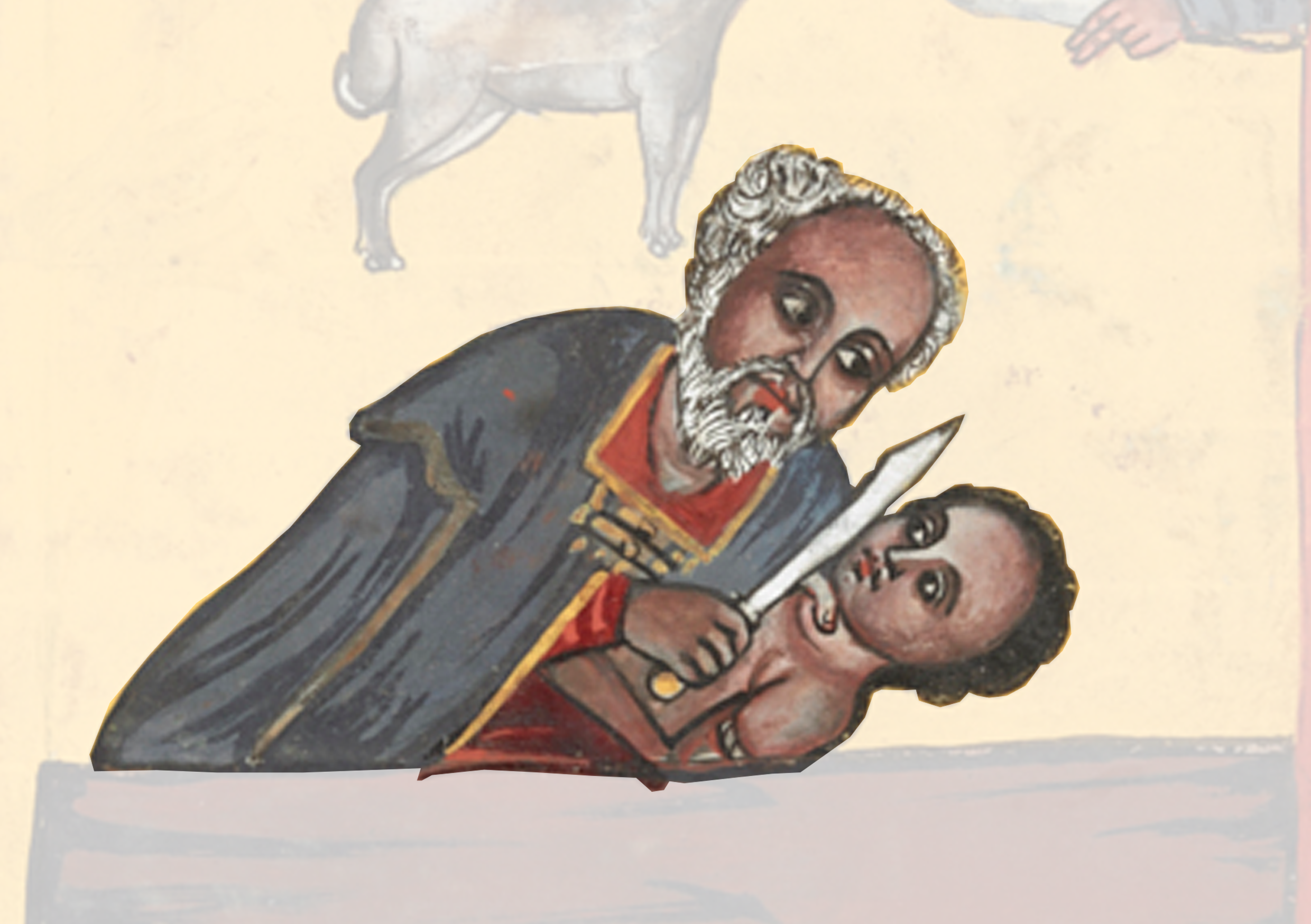 Painting Of A Man With A Knife And A Dog