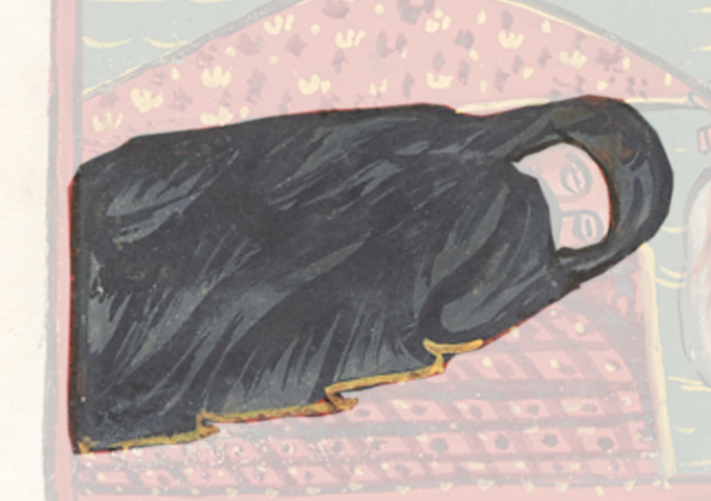 Painting Of A Black Cat On A Red And Yellow Rug