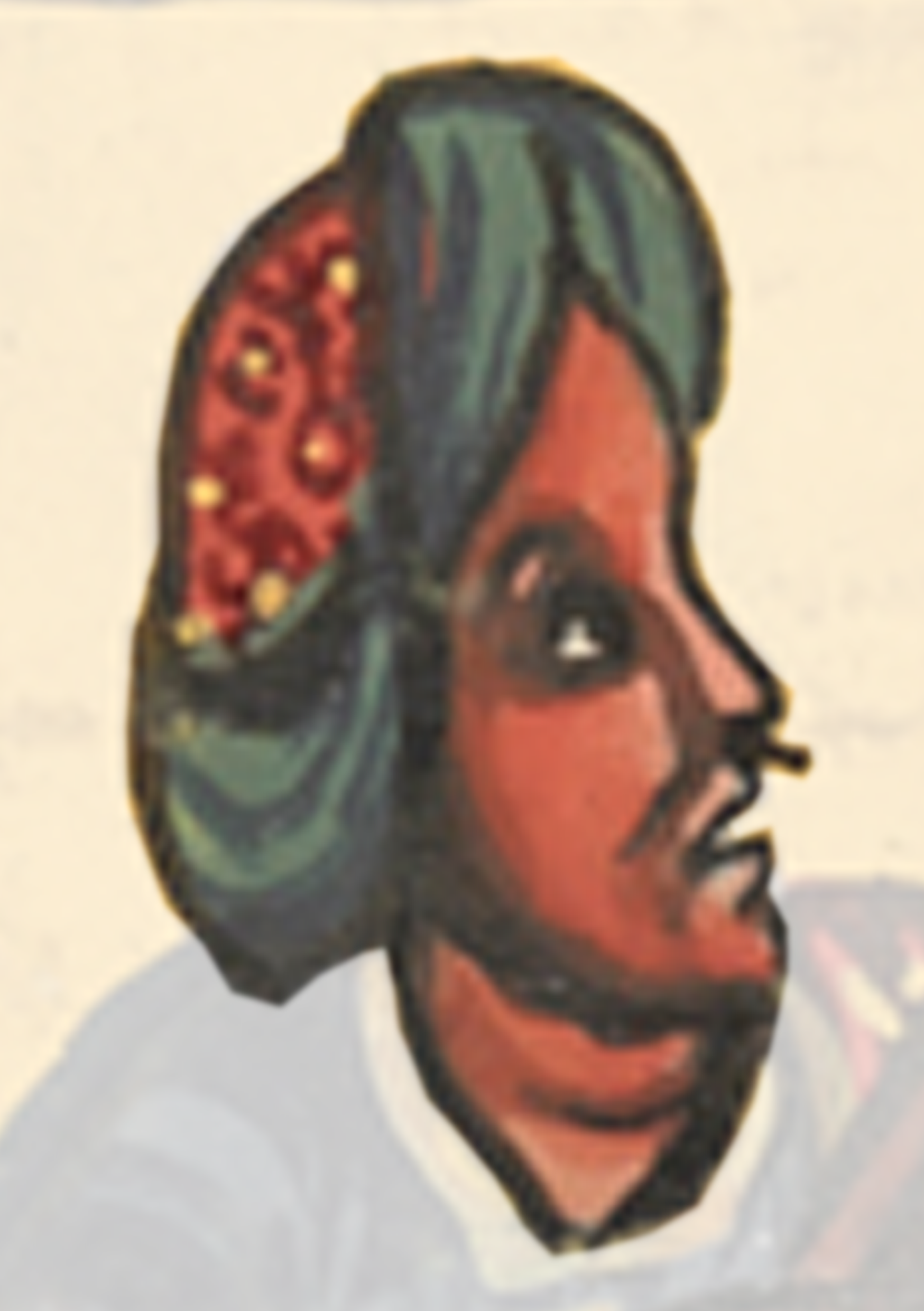Painting Of A Woman With A Green Head Scarf