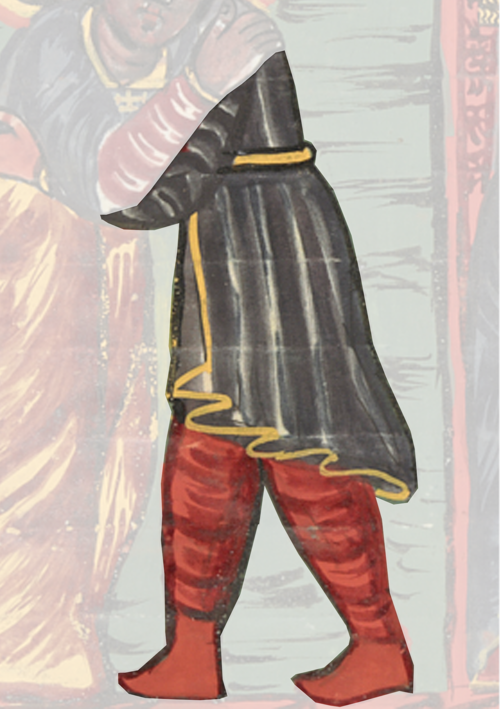 Painting Of A Man In A Black Coat And Red Pants