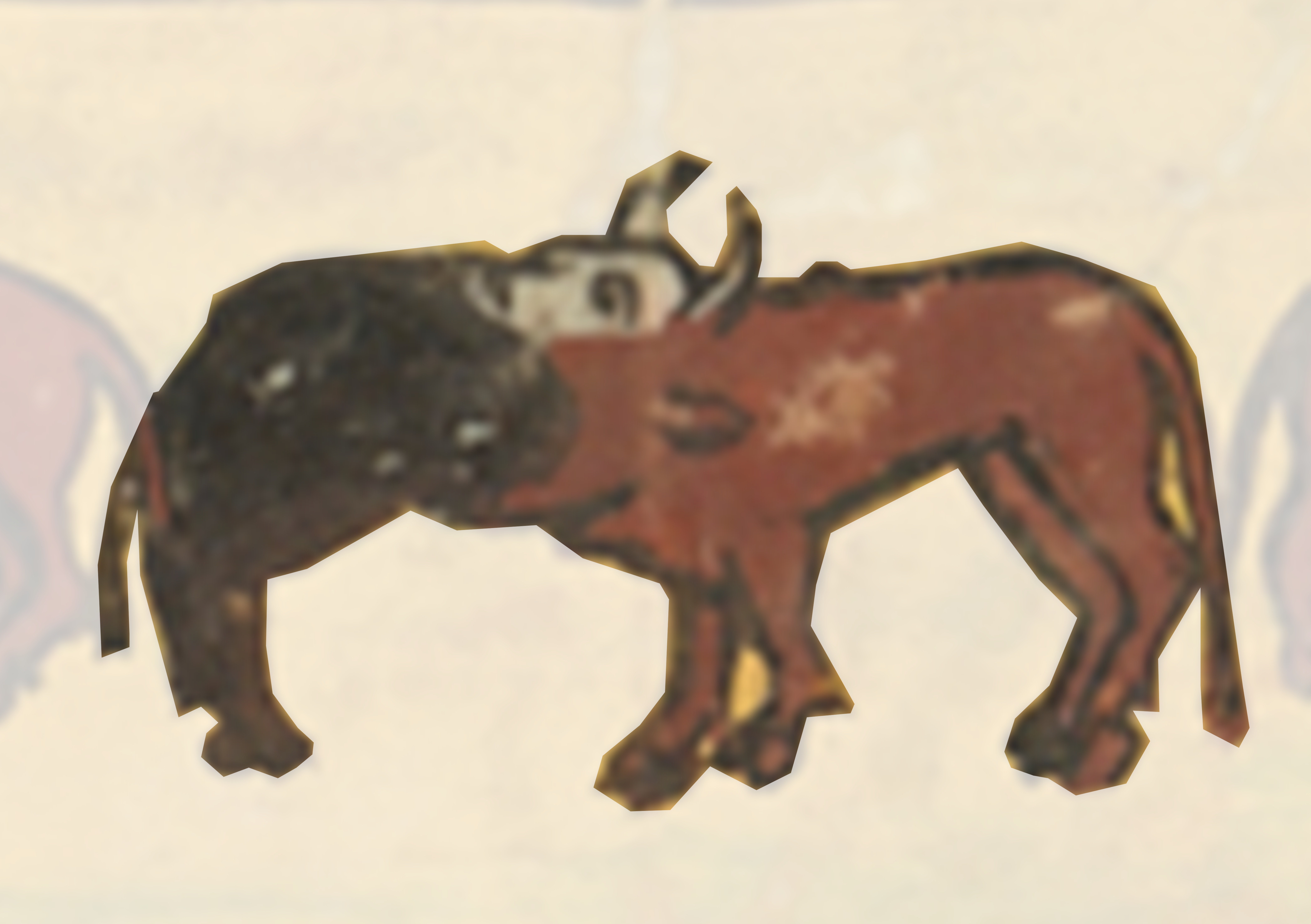Picture Of A Bull With A Man In The Background