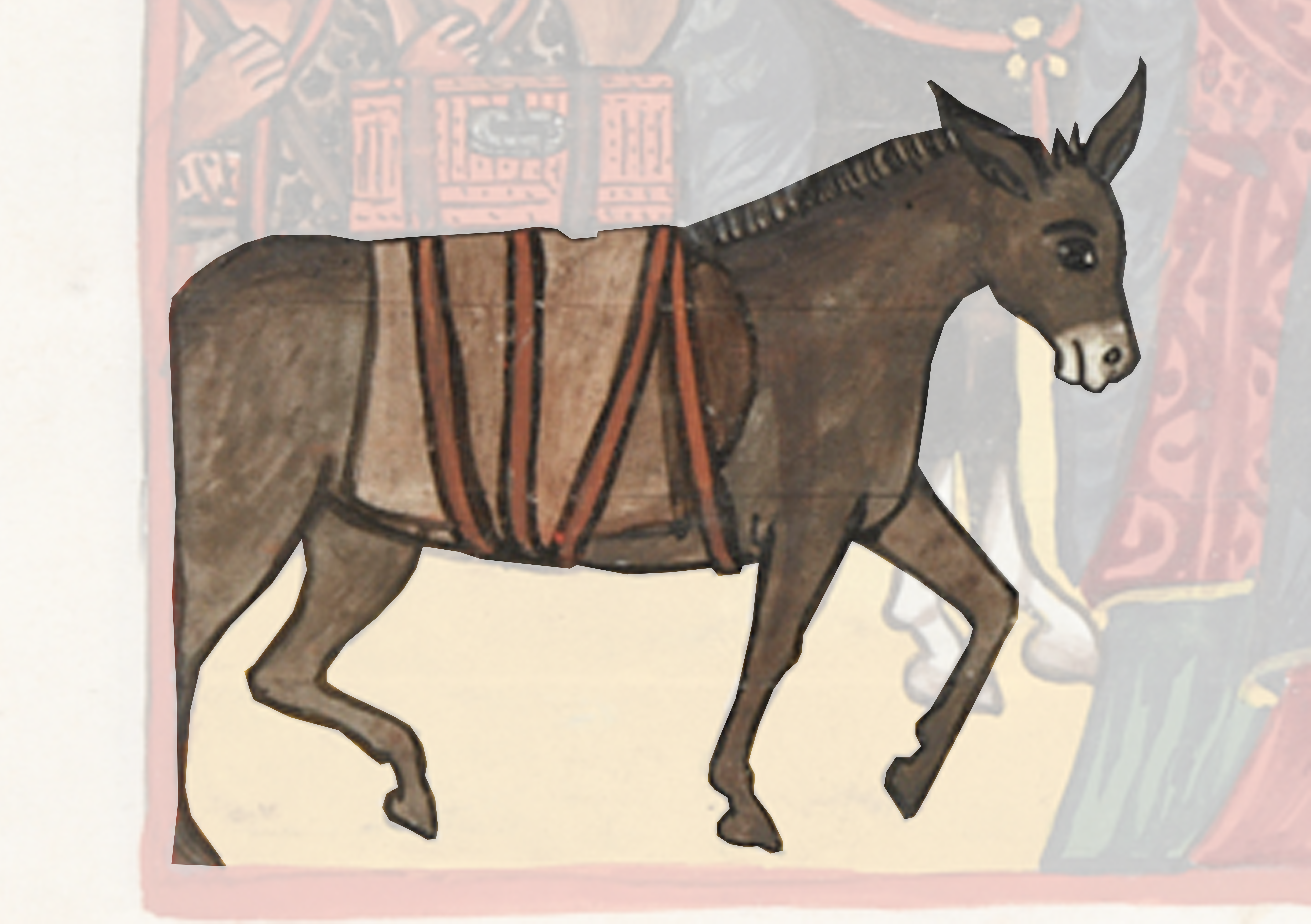 Painting Of A Donkey With A Man In The Background