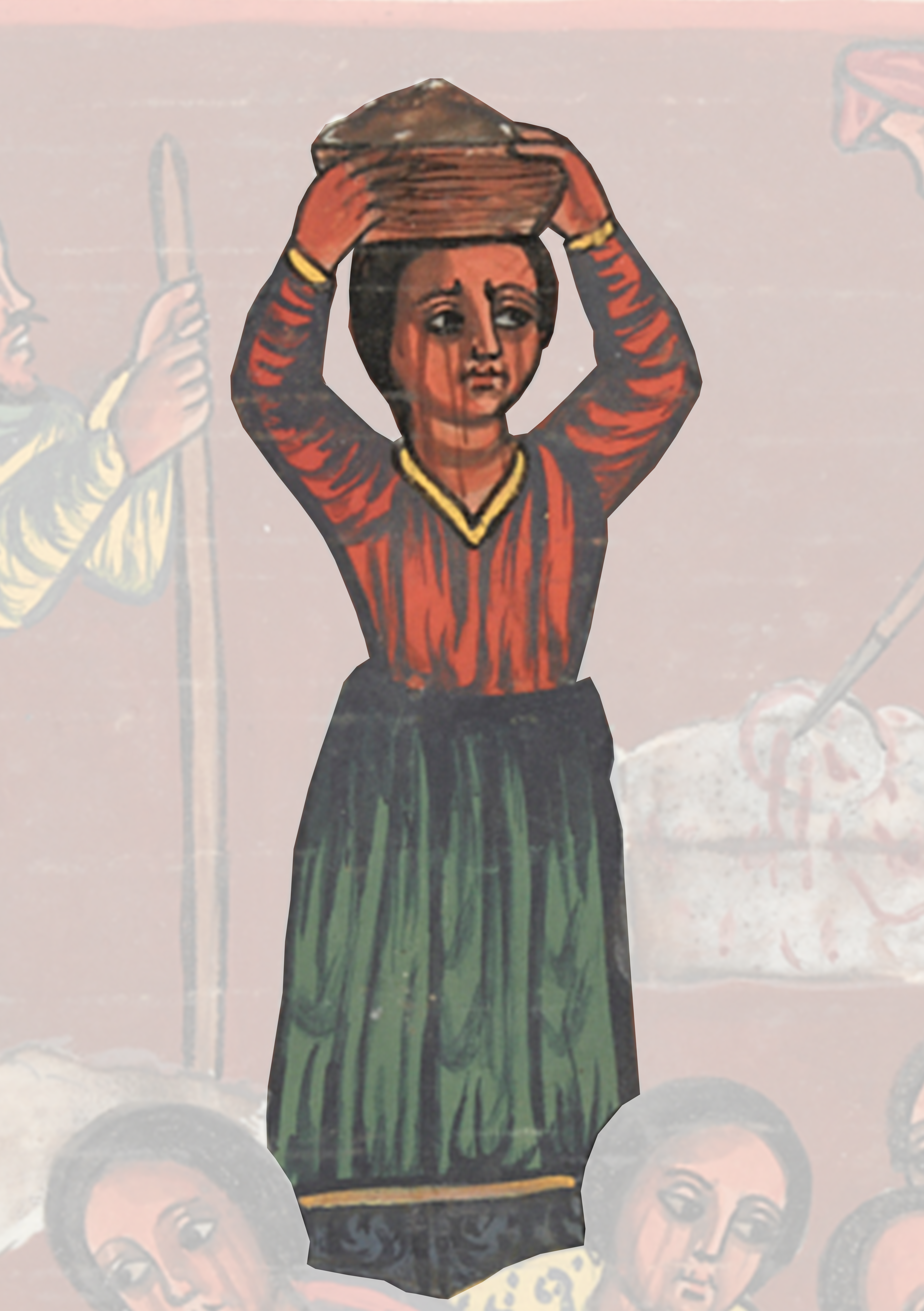 Painting Of A Woman Holding A Basket