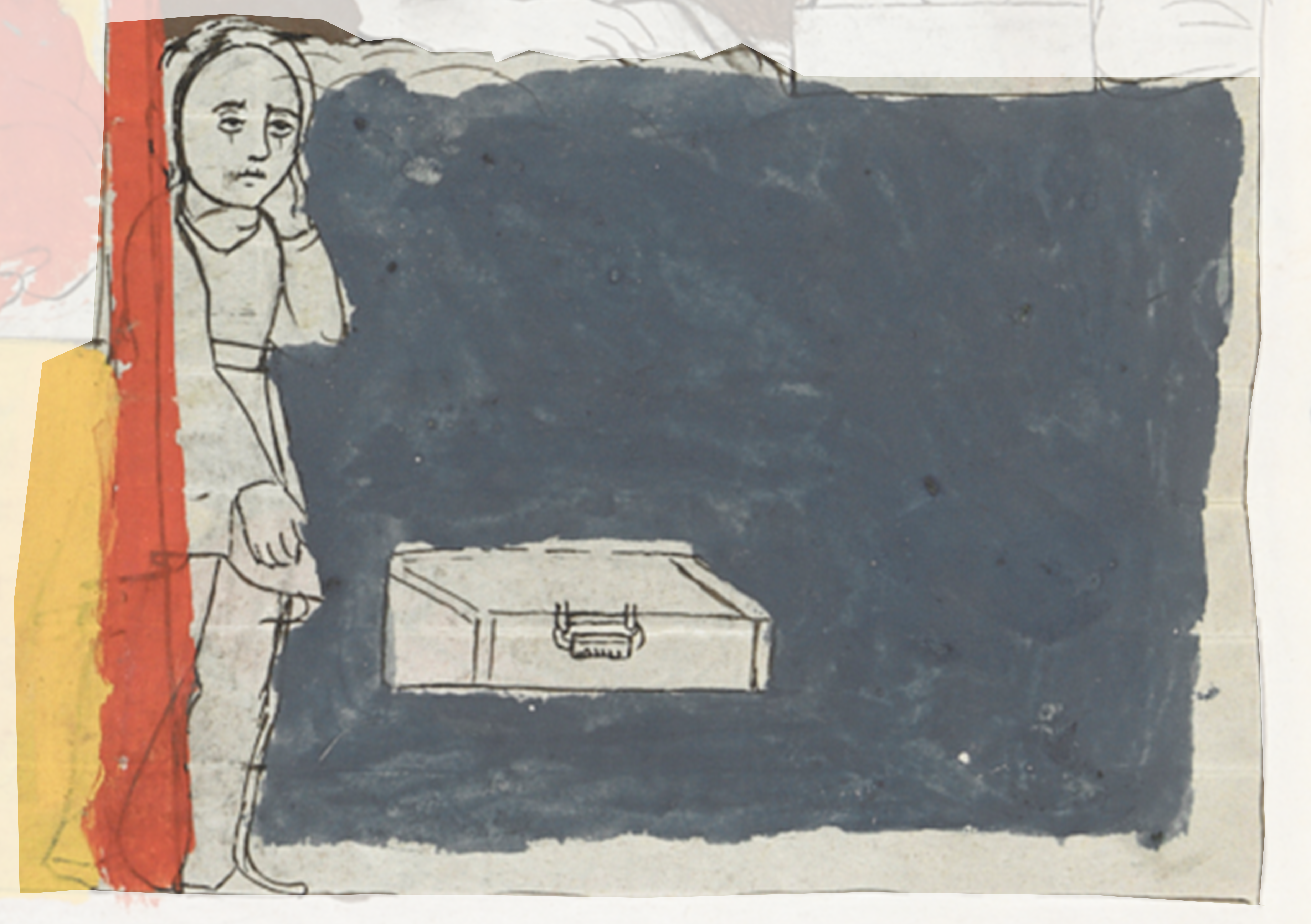 Drawing Of A Woman Standing In Front Of A Painting
