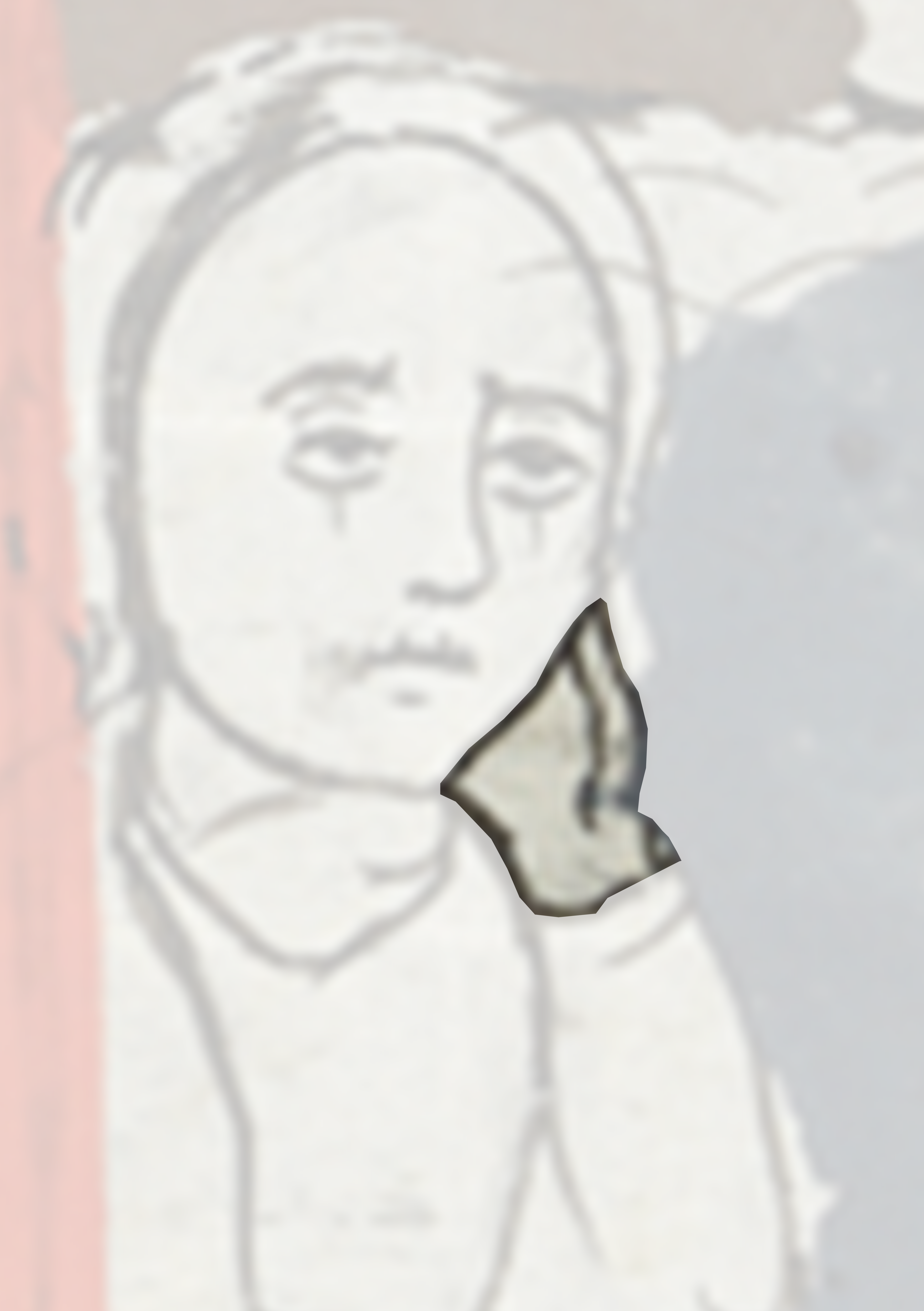Drawing Of A Woman With A Red And White Flag