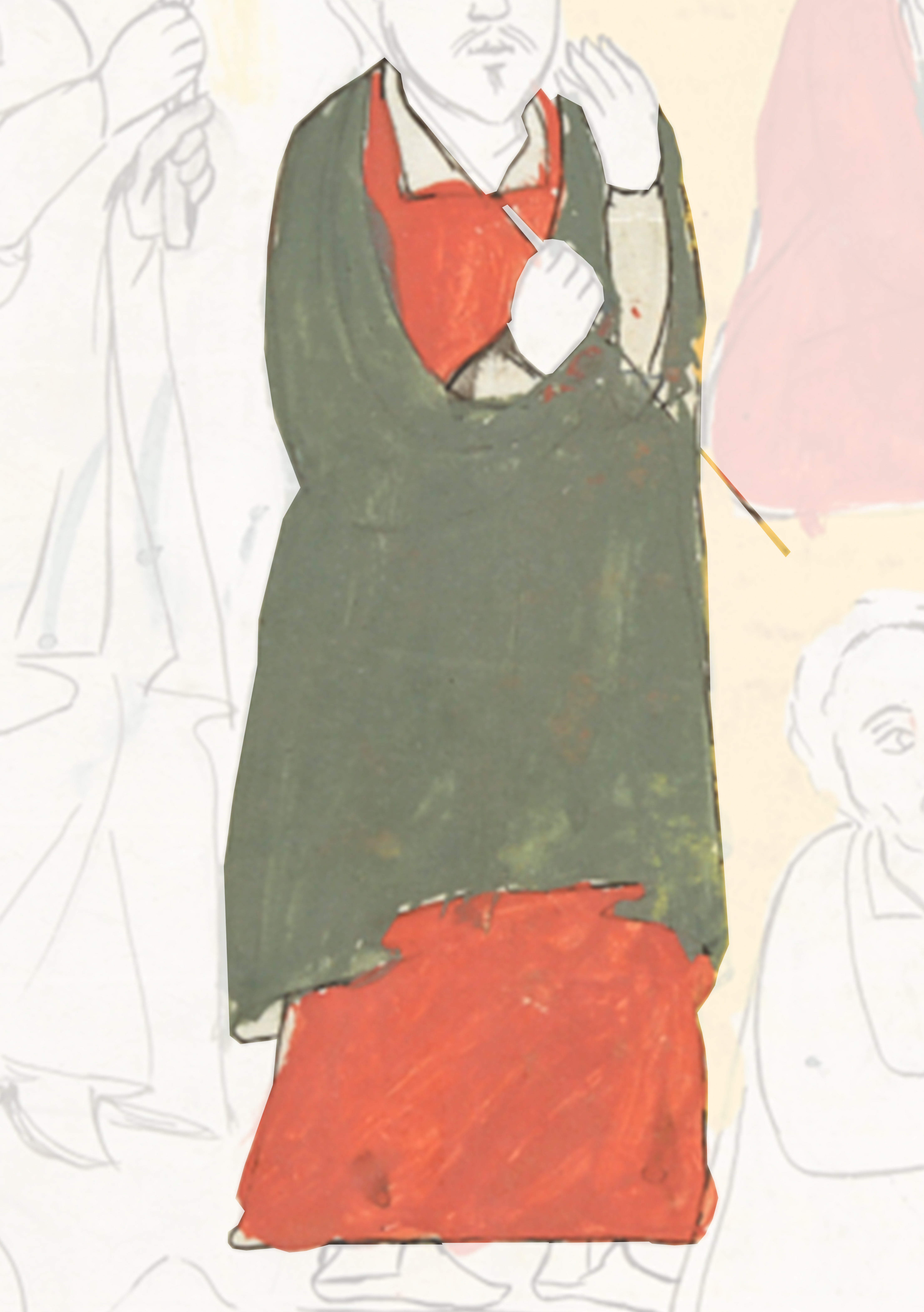Drawing Of A Woman In A Red Dress