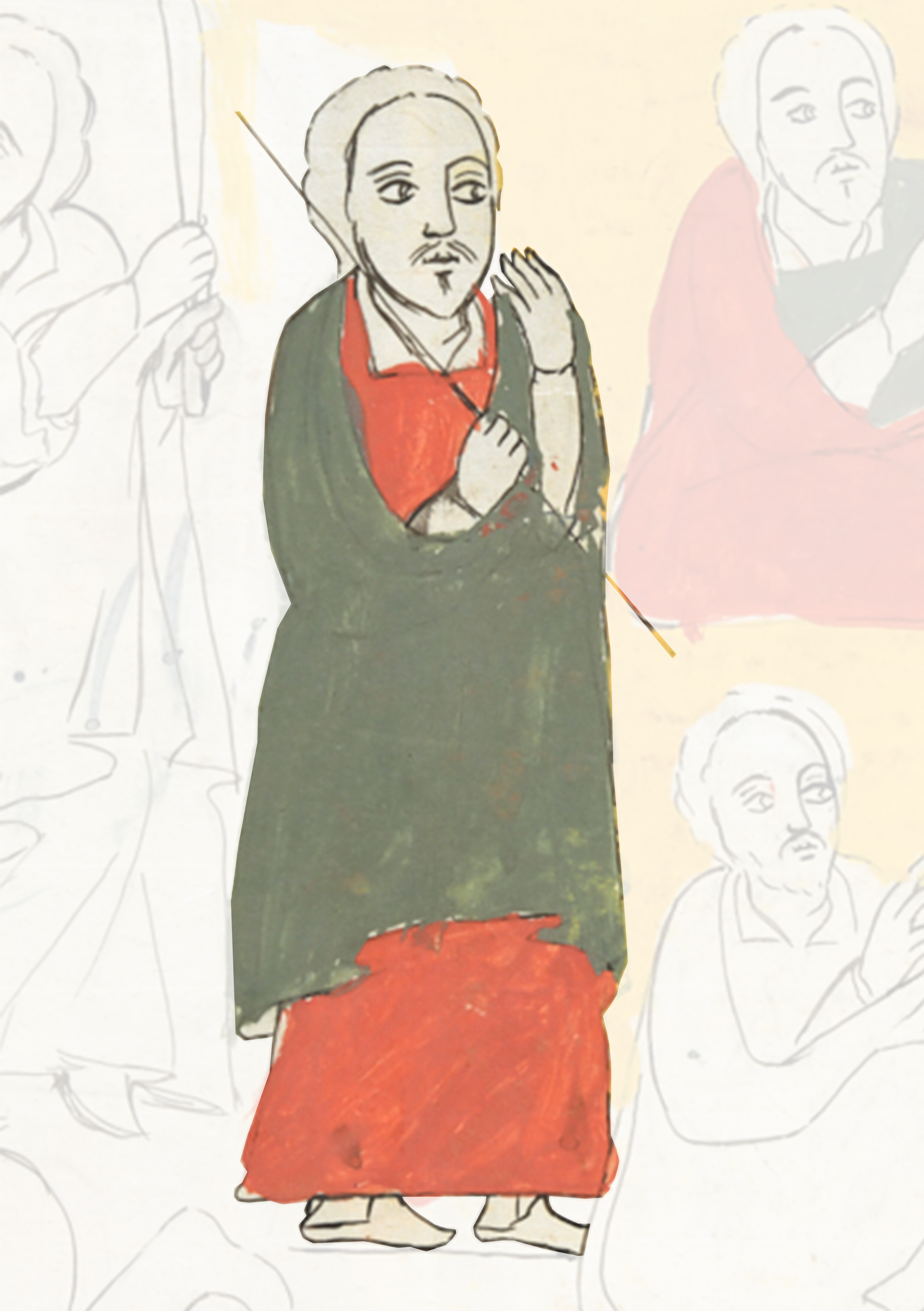 Drawing Of A Man In A Red Robe