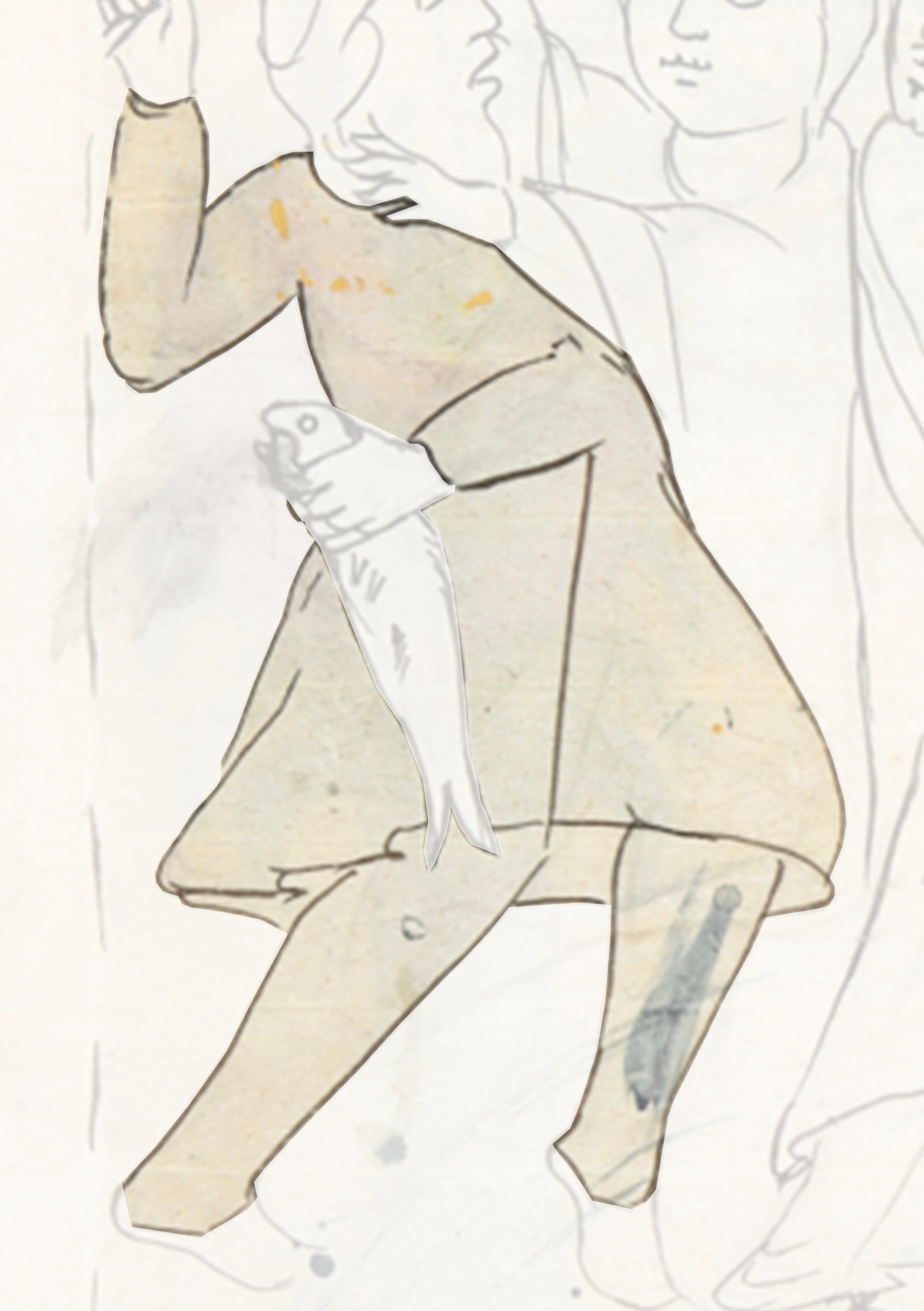 Drawing Of A Man Holding A White Object