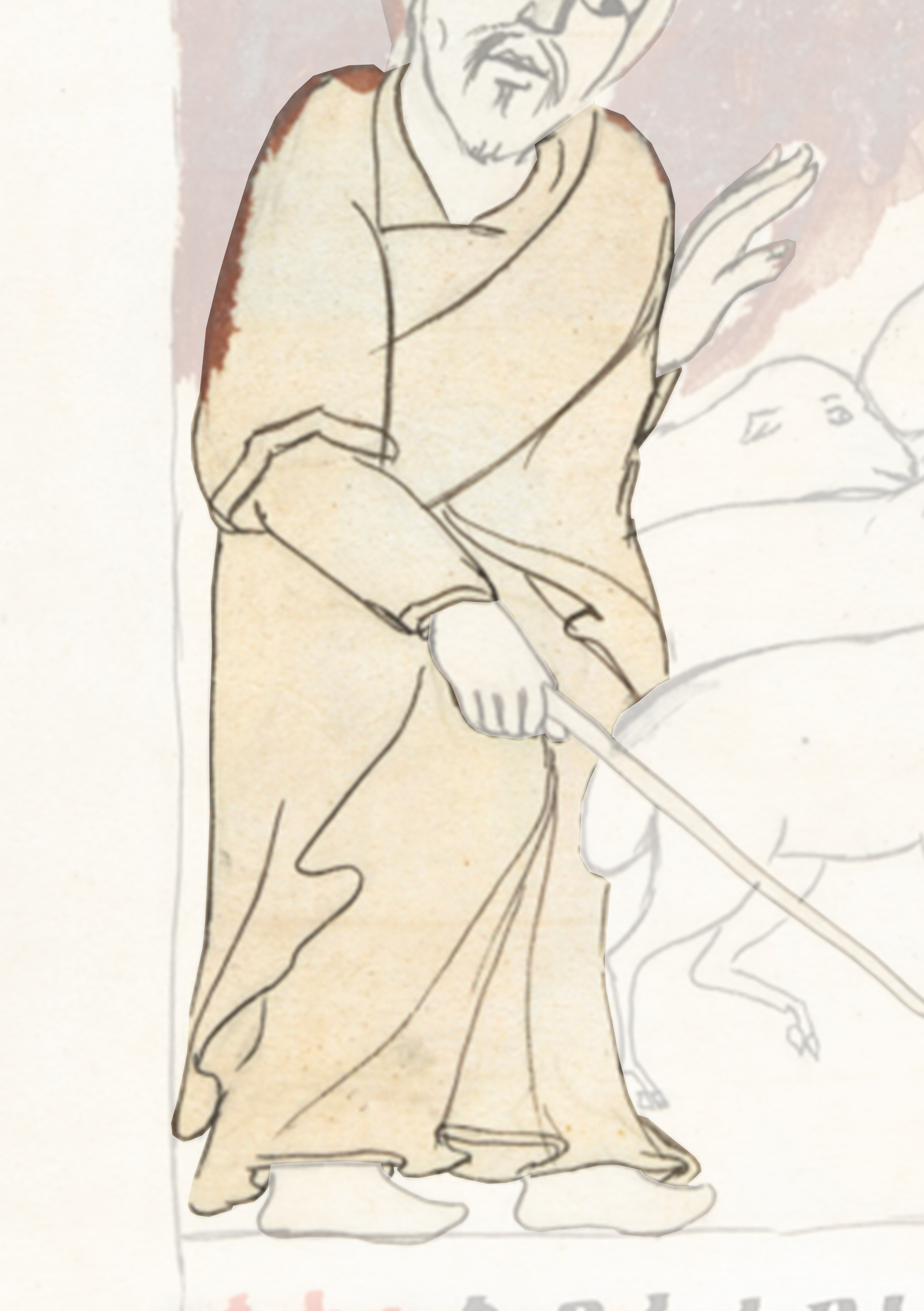 Drawing Of A Man With A Dog