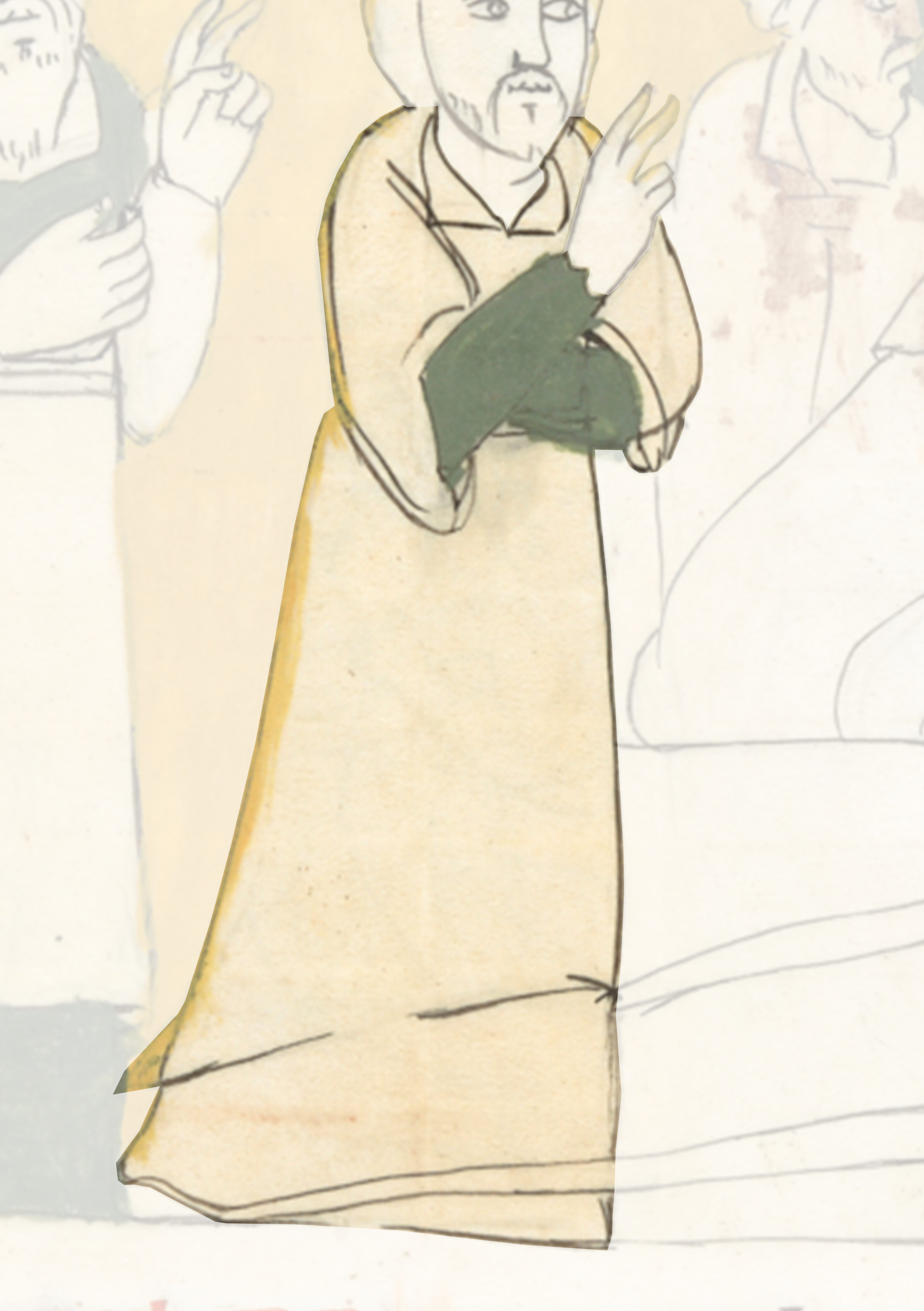 Drawing Of A Man Holding A Green Leaf