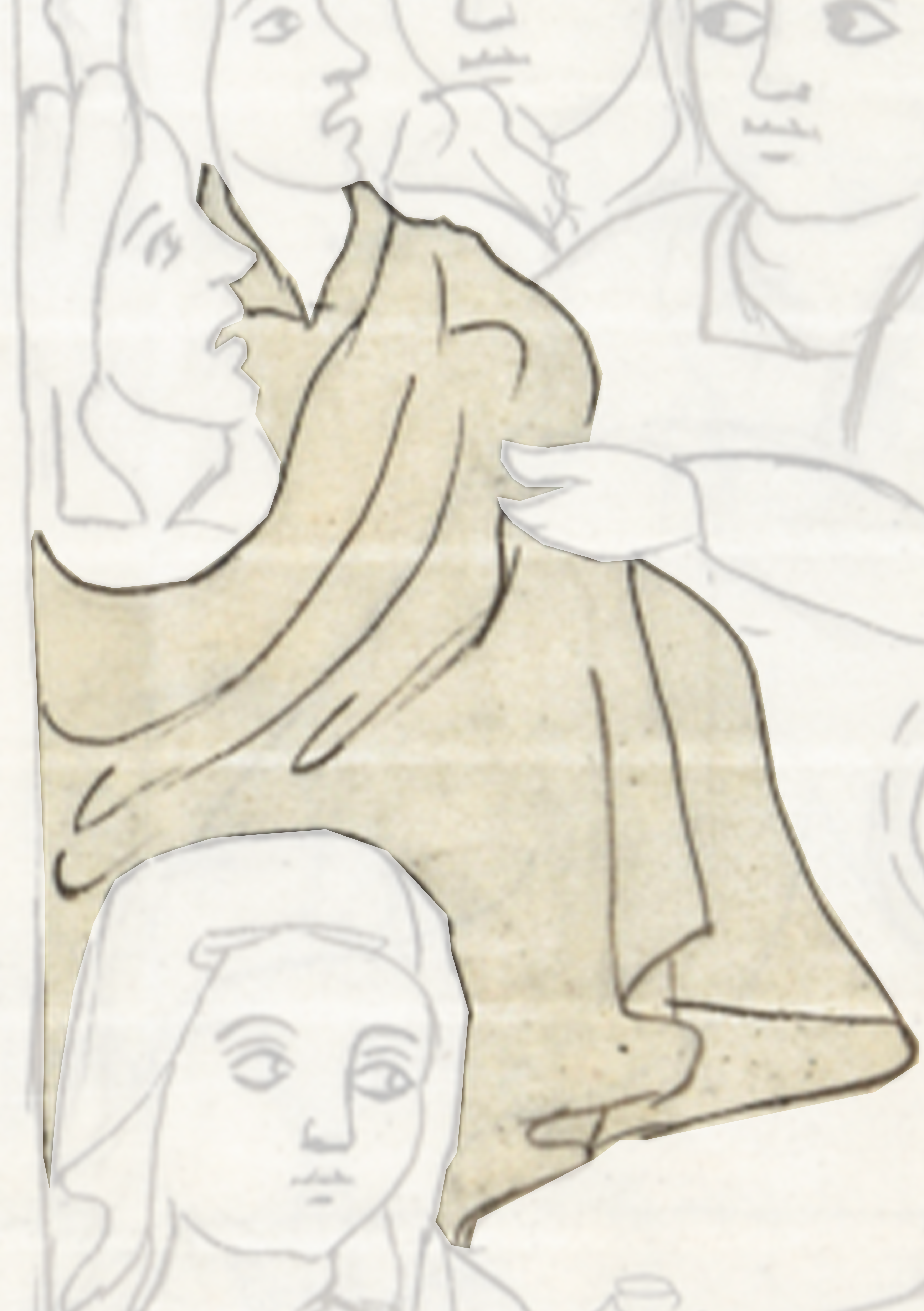 Drawing Of A Woman With A Hat And A Scarf