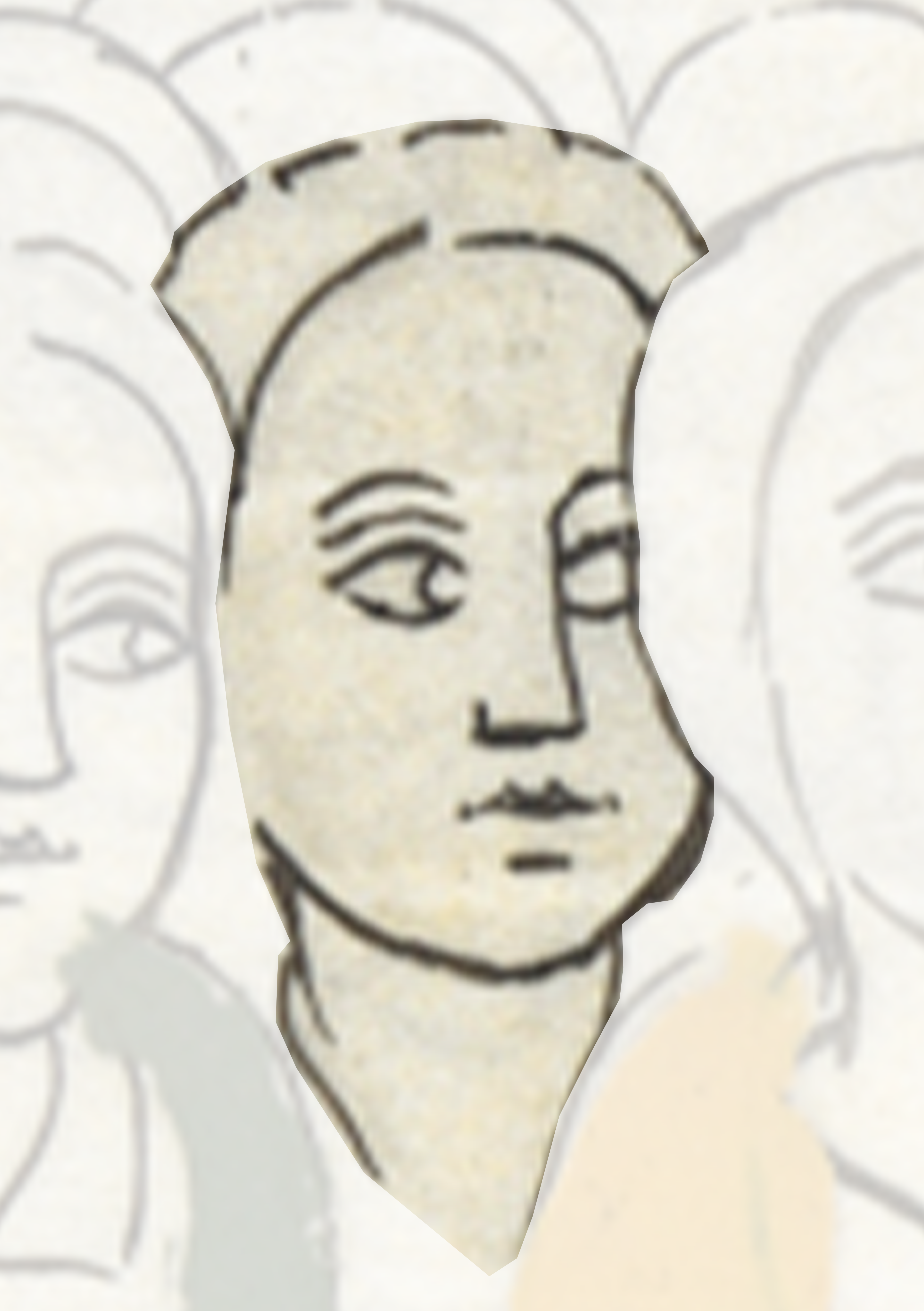 Drawing Of A Man S Face With Many Faces