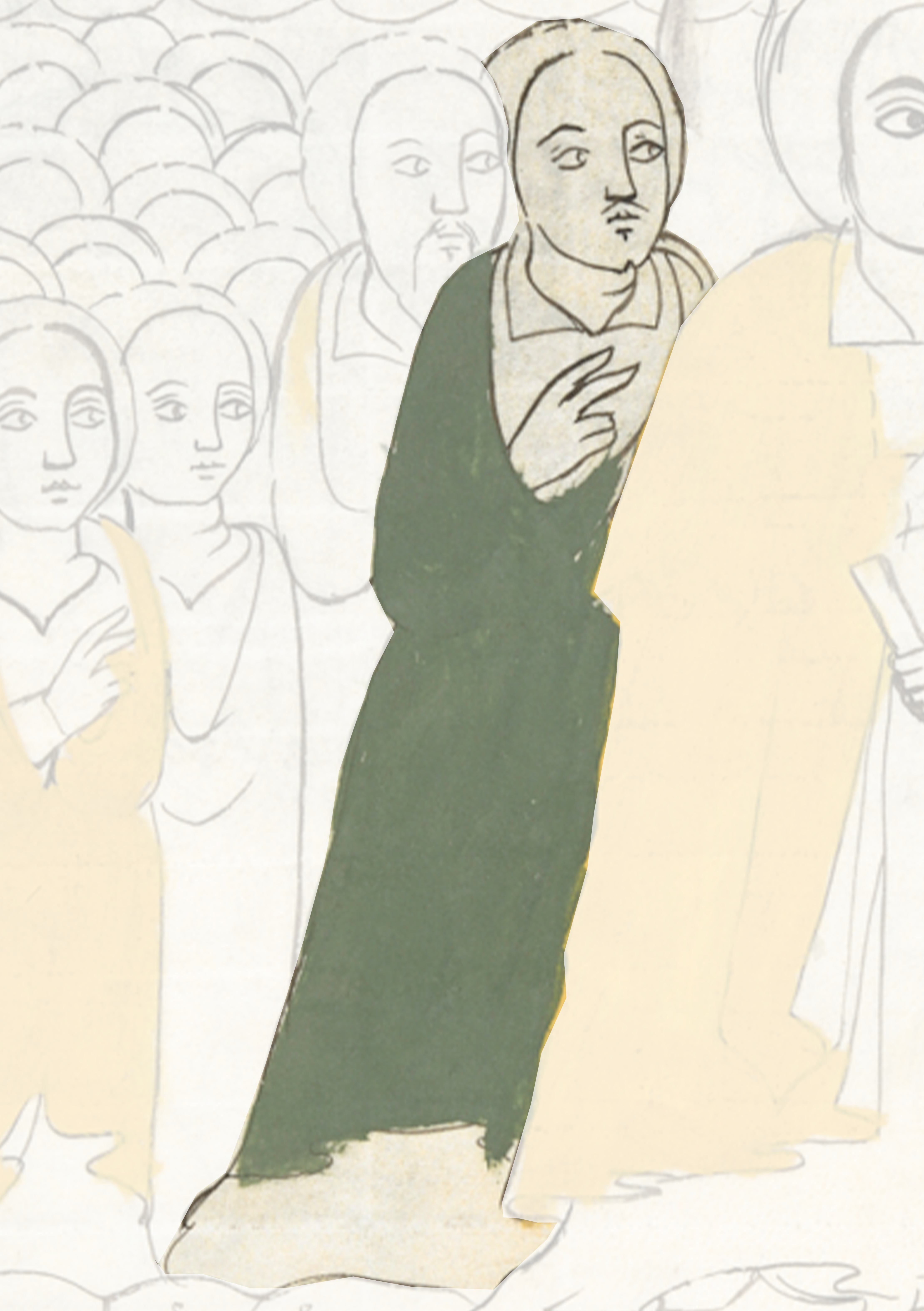 Drawing Of A Woman In A Crowd