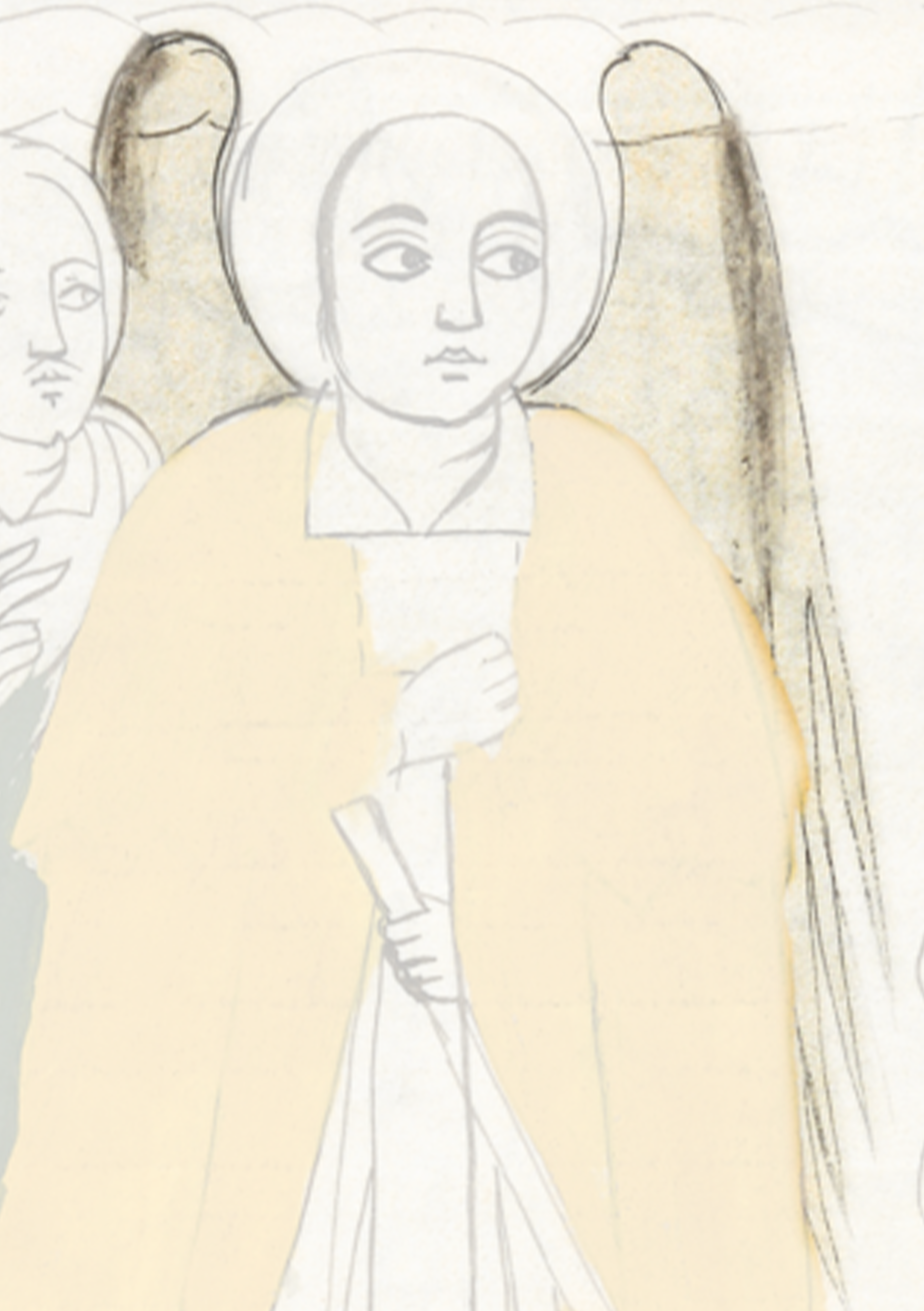 Drawing Of Two Women In A Yellow Dress