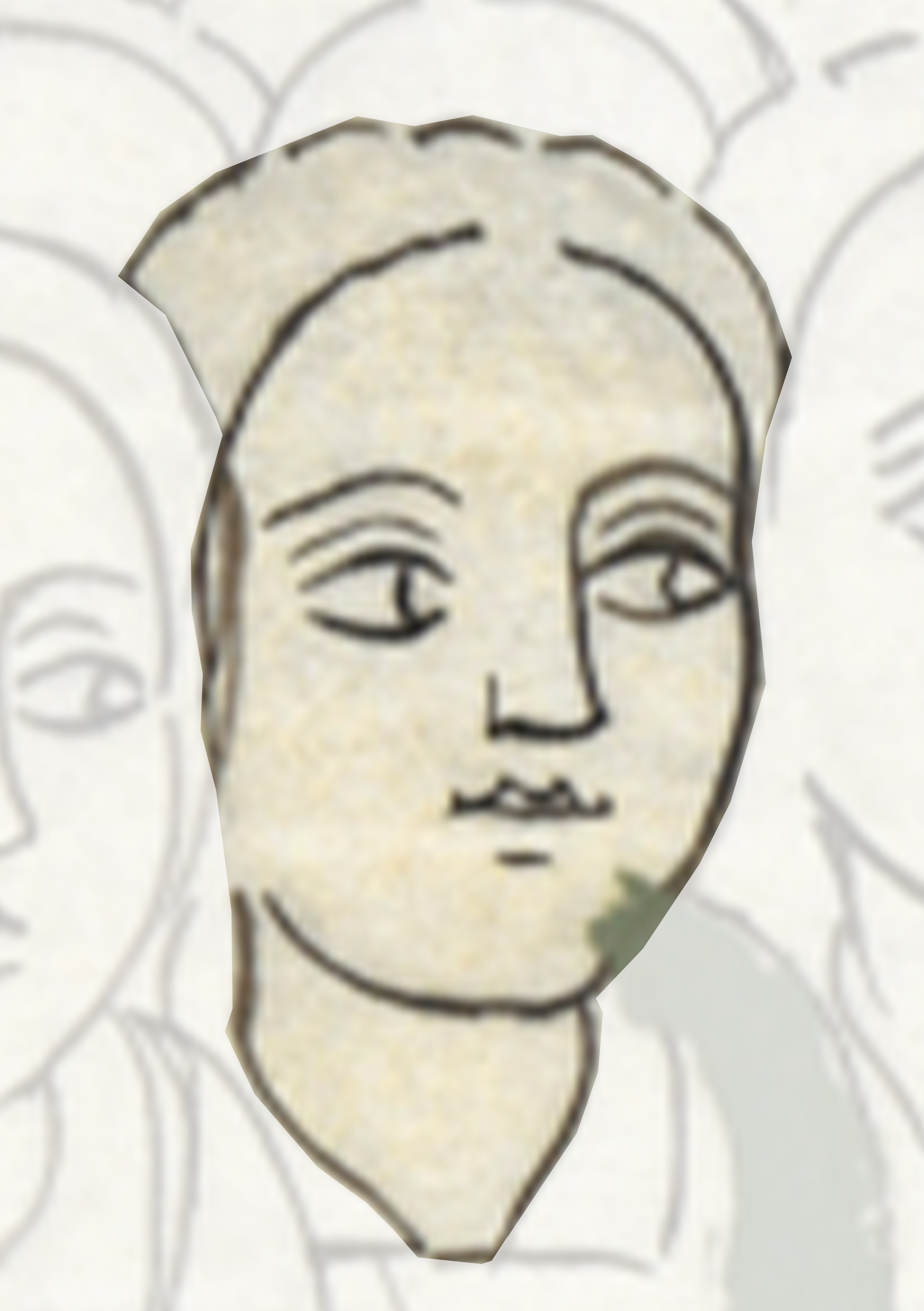Drawing Of A Woman S Face With Many Faces