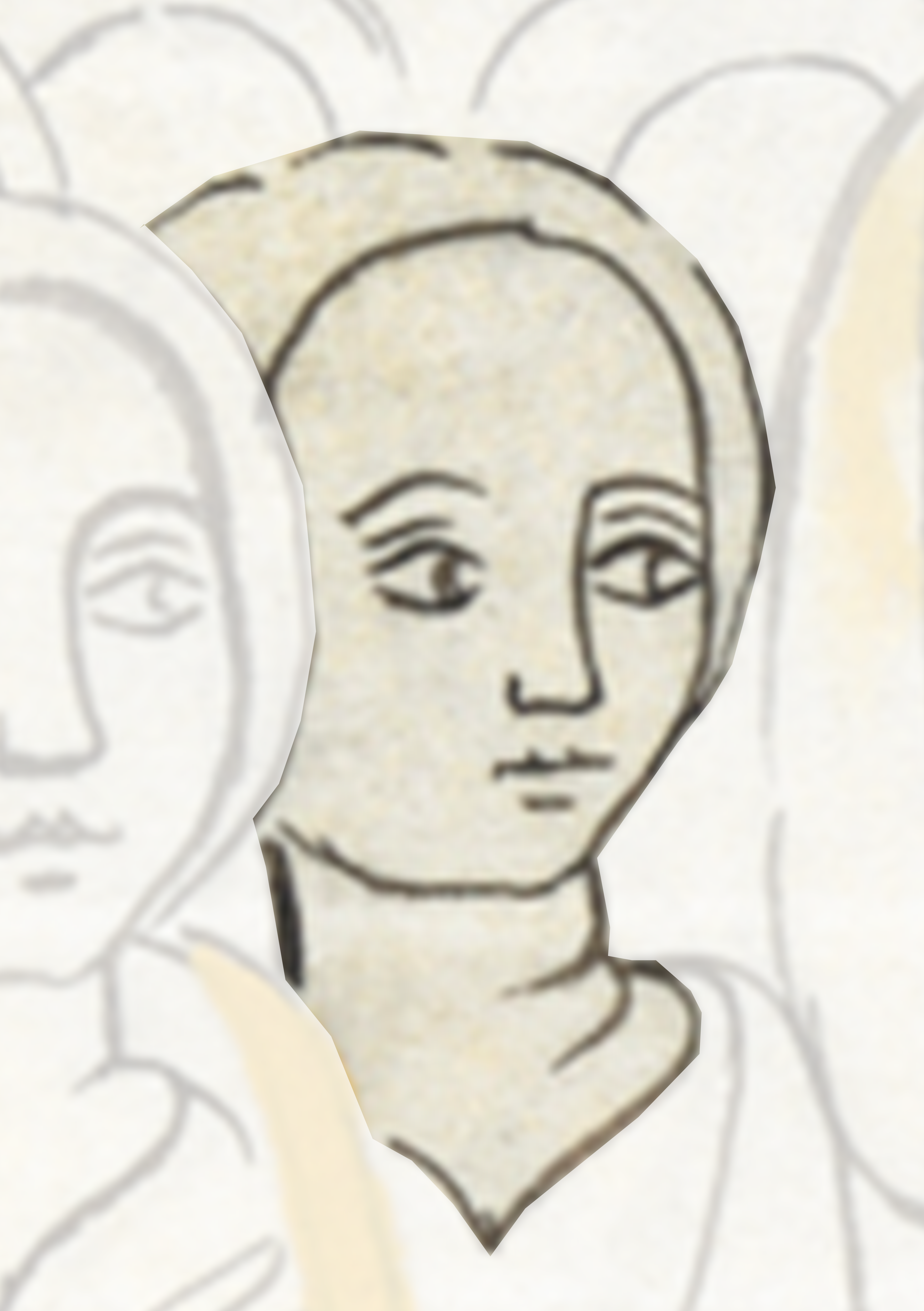Drawing Of A Woman S Face With A White Background