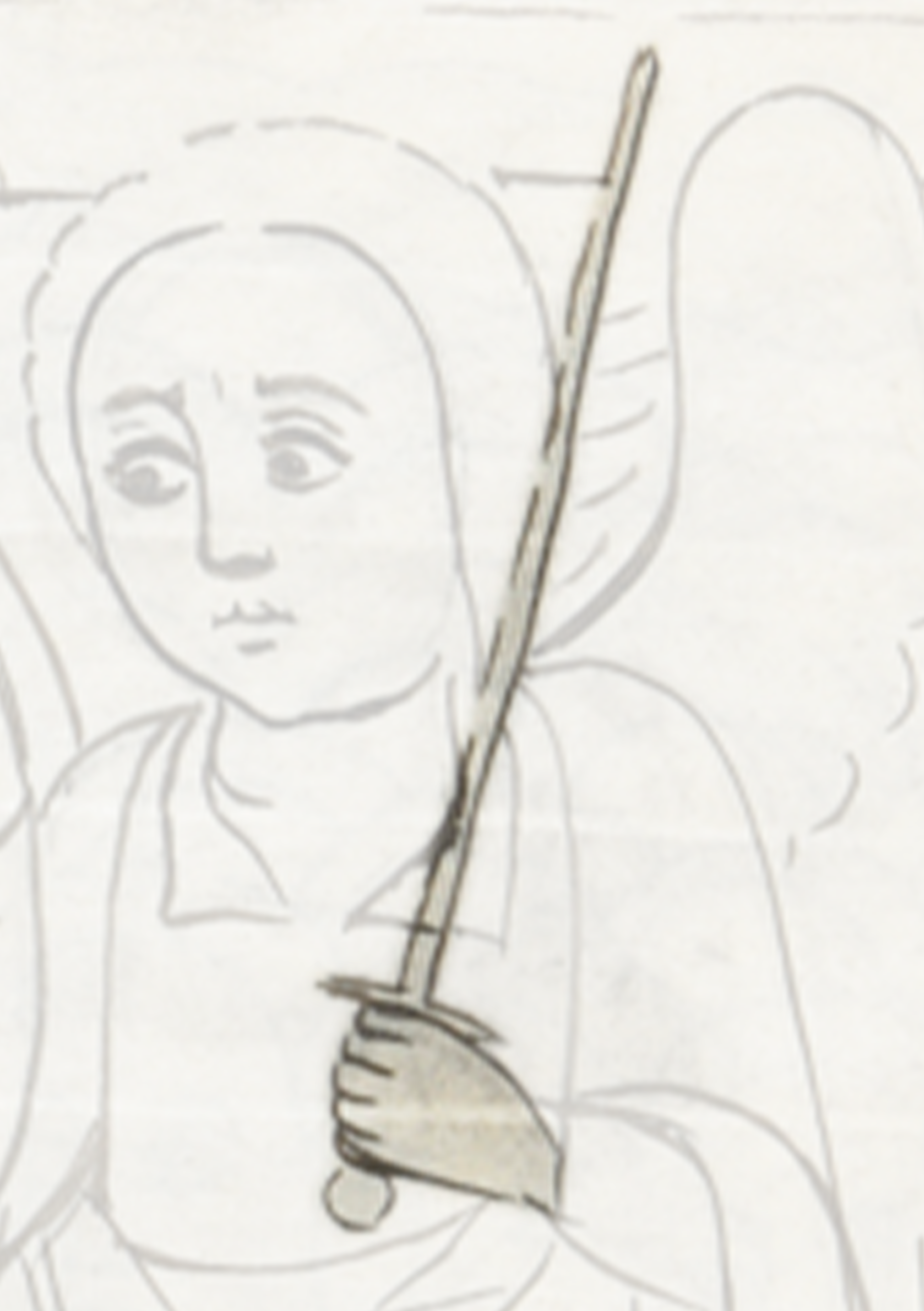 Drawing Of A Woman Holding A Sword