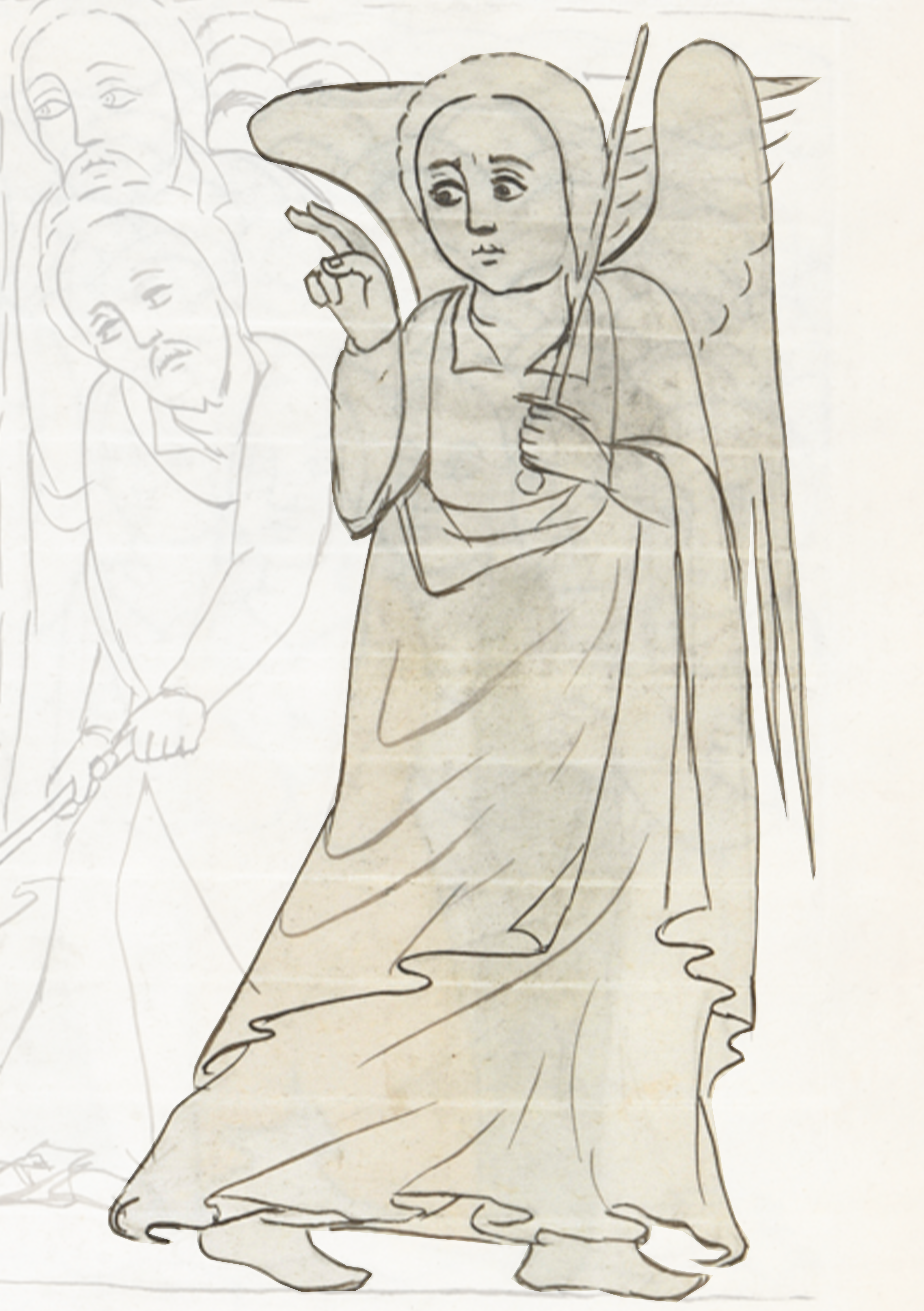 Drawing Of An Angel Holding A Bird