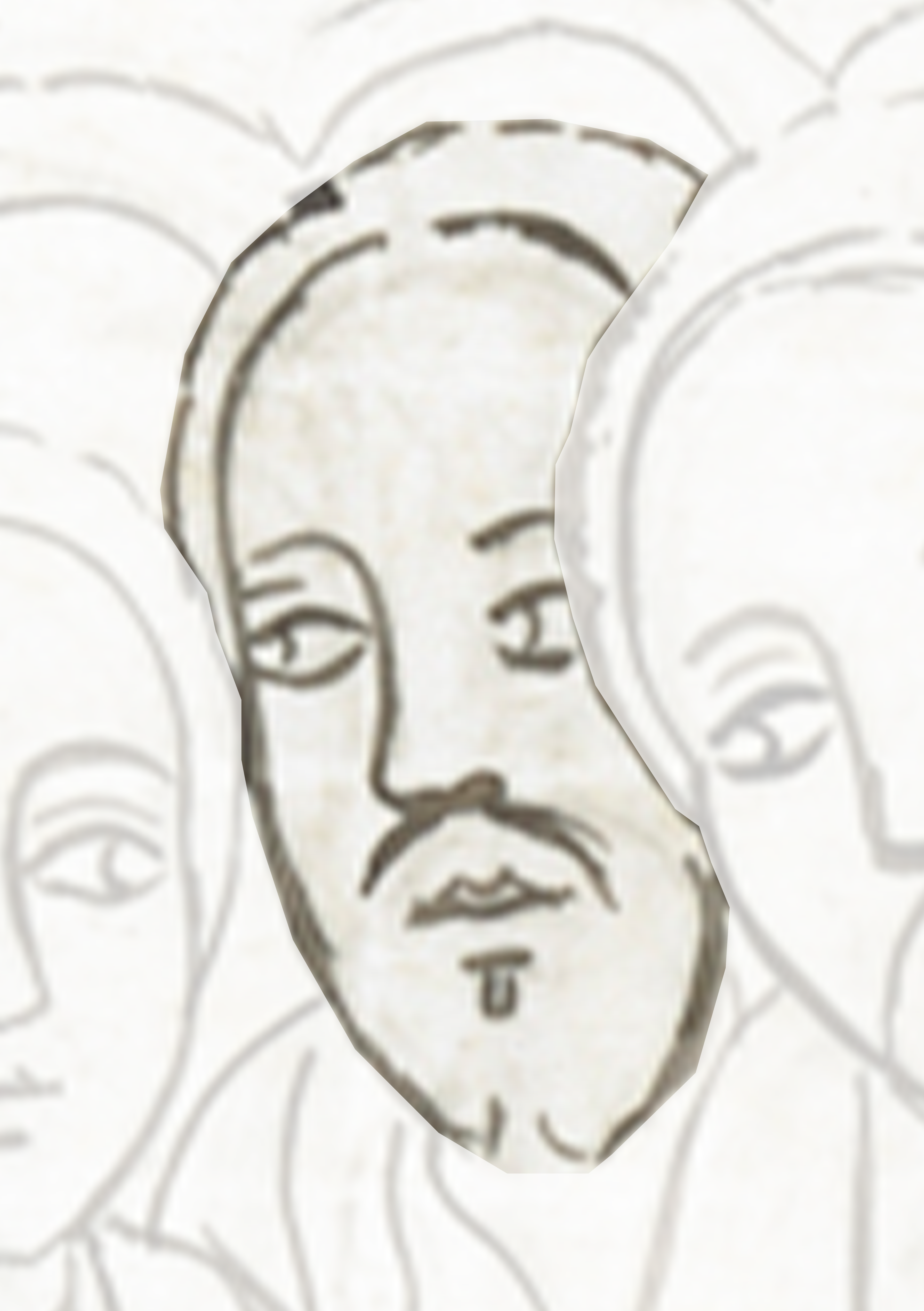 Drawing Of A Man With Many Faces
