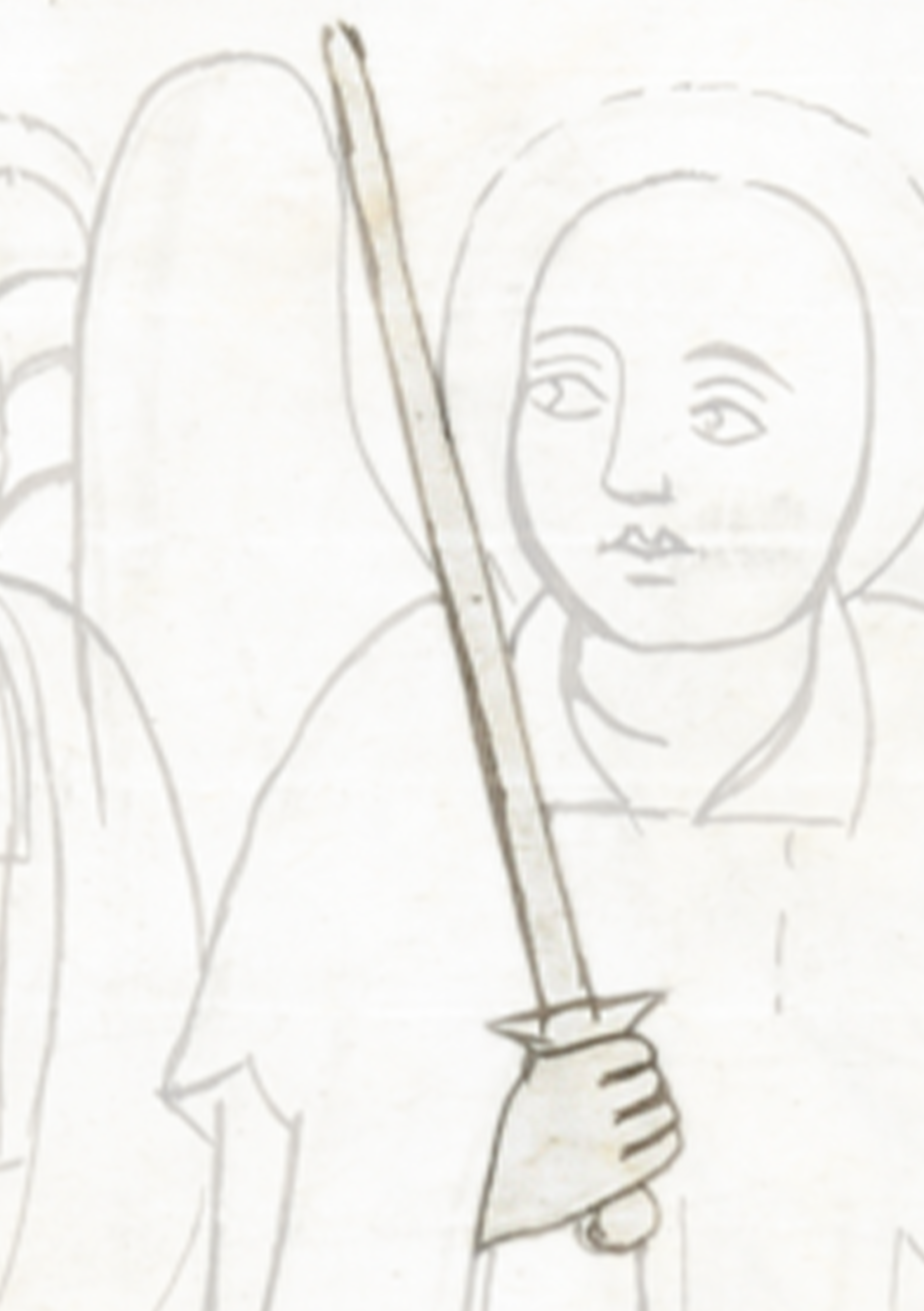 Drawing Of A Woman Holding A Sword