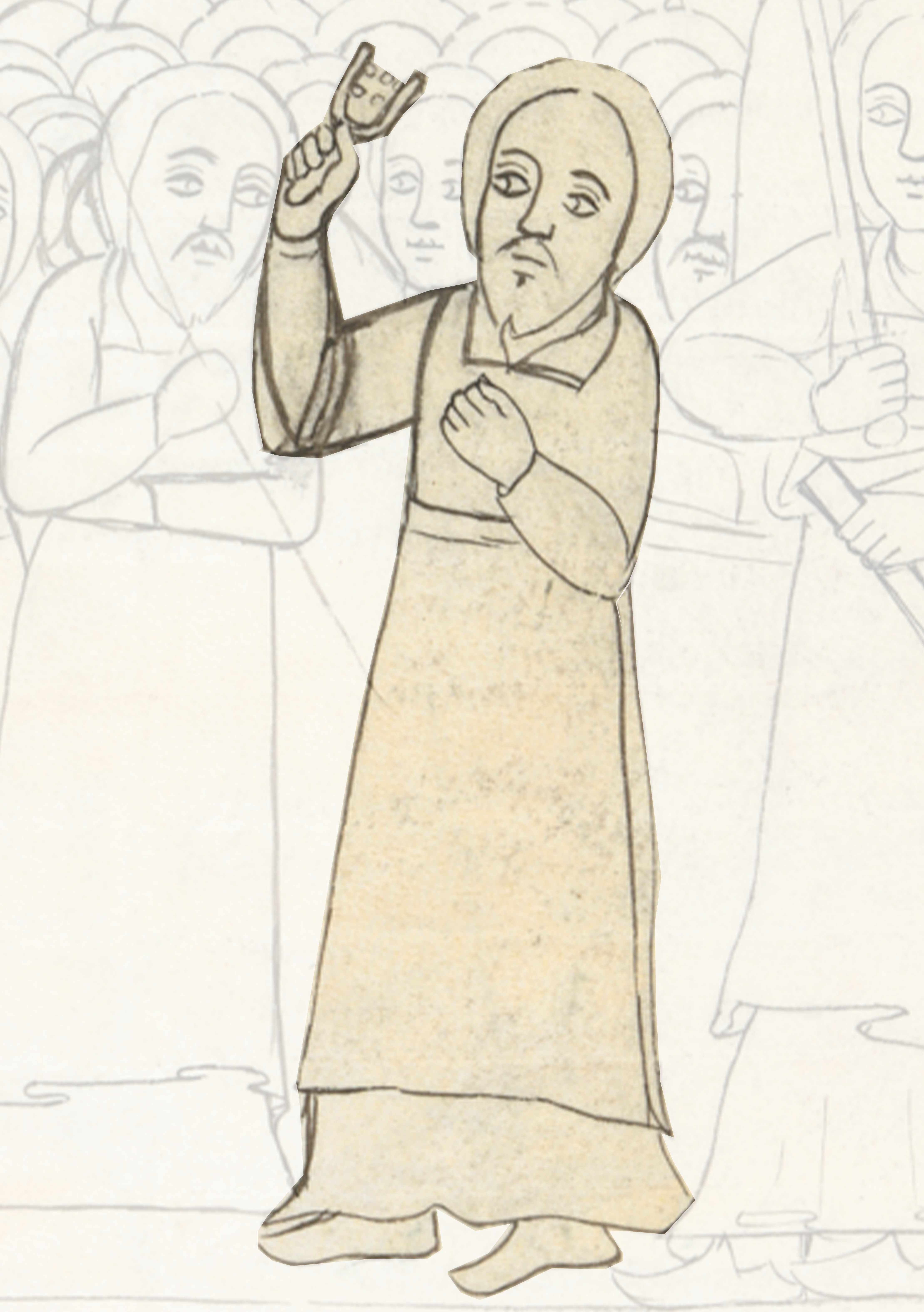 Drawing Of A Man In A Crowd