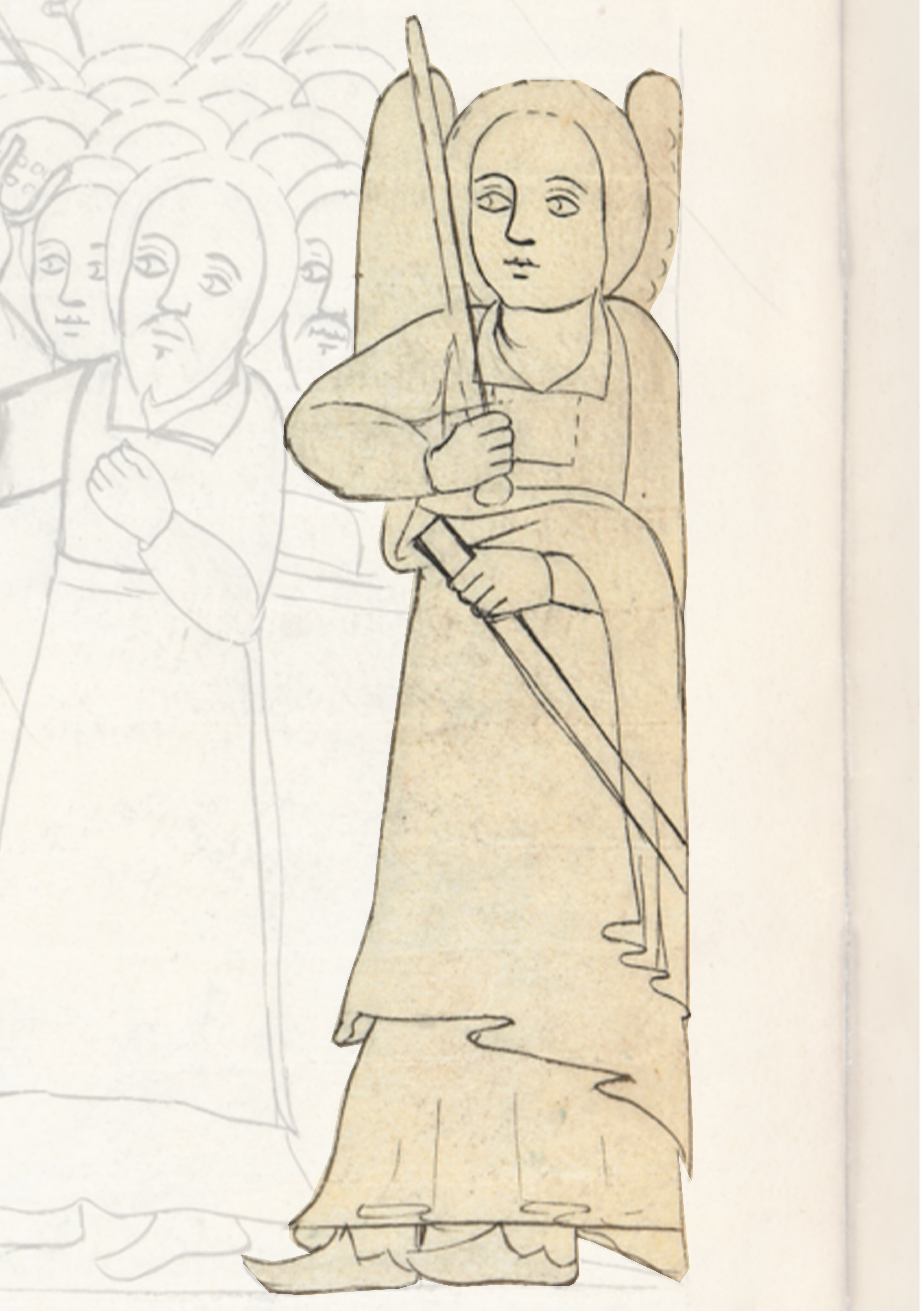 Drawing Of A Woman Holding A Sword