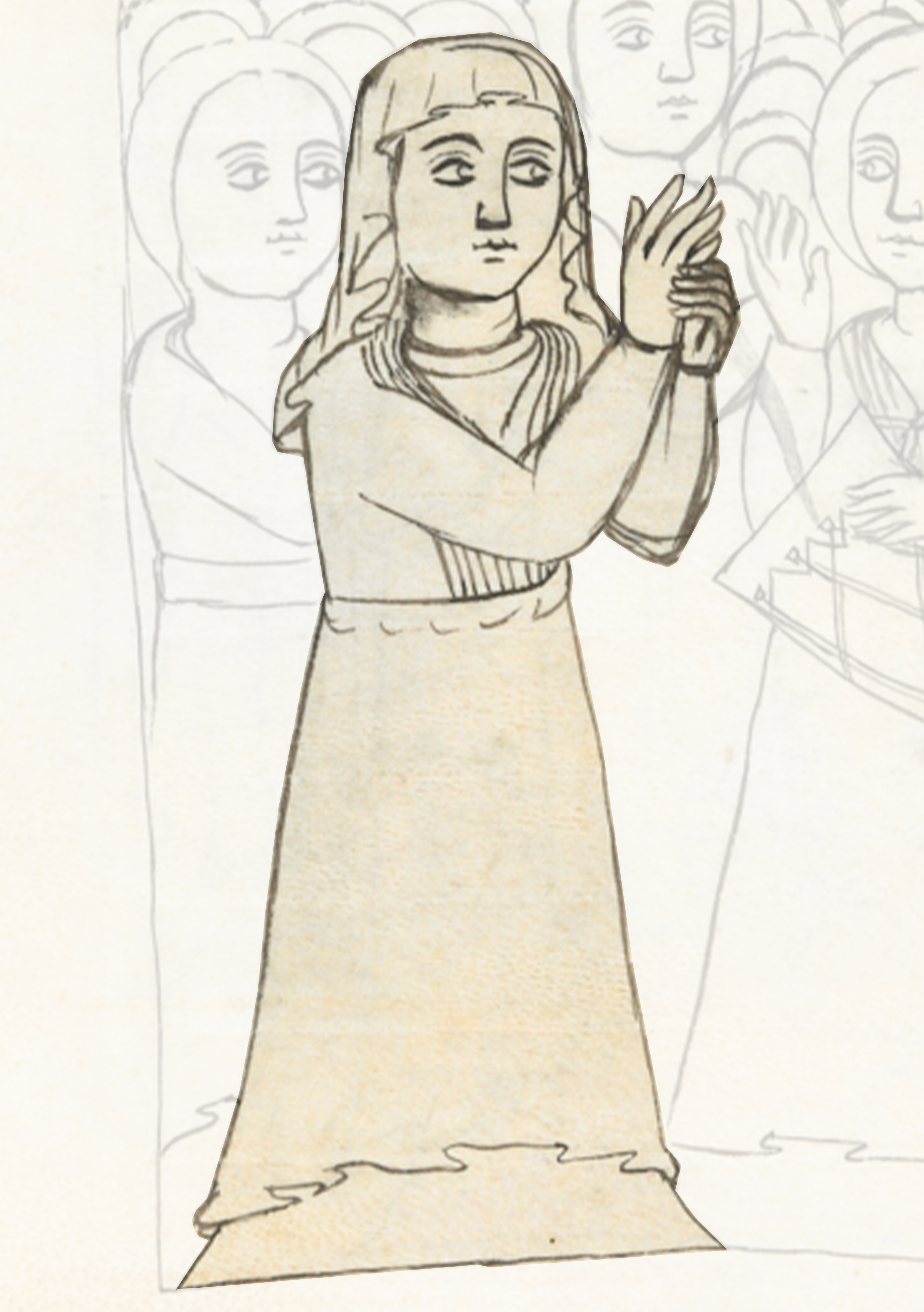 Drawing Of A Woman In A Crowd