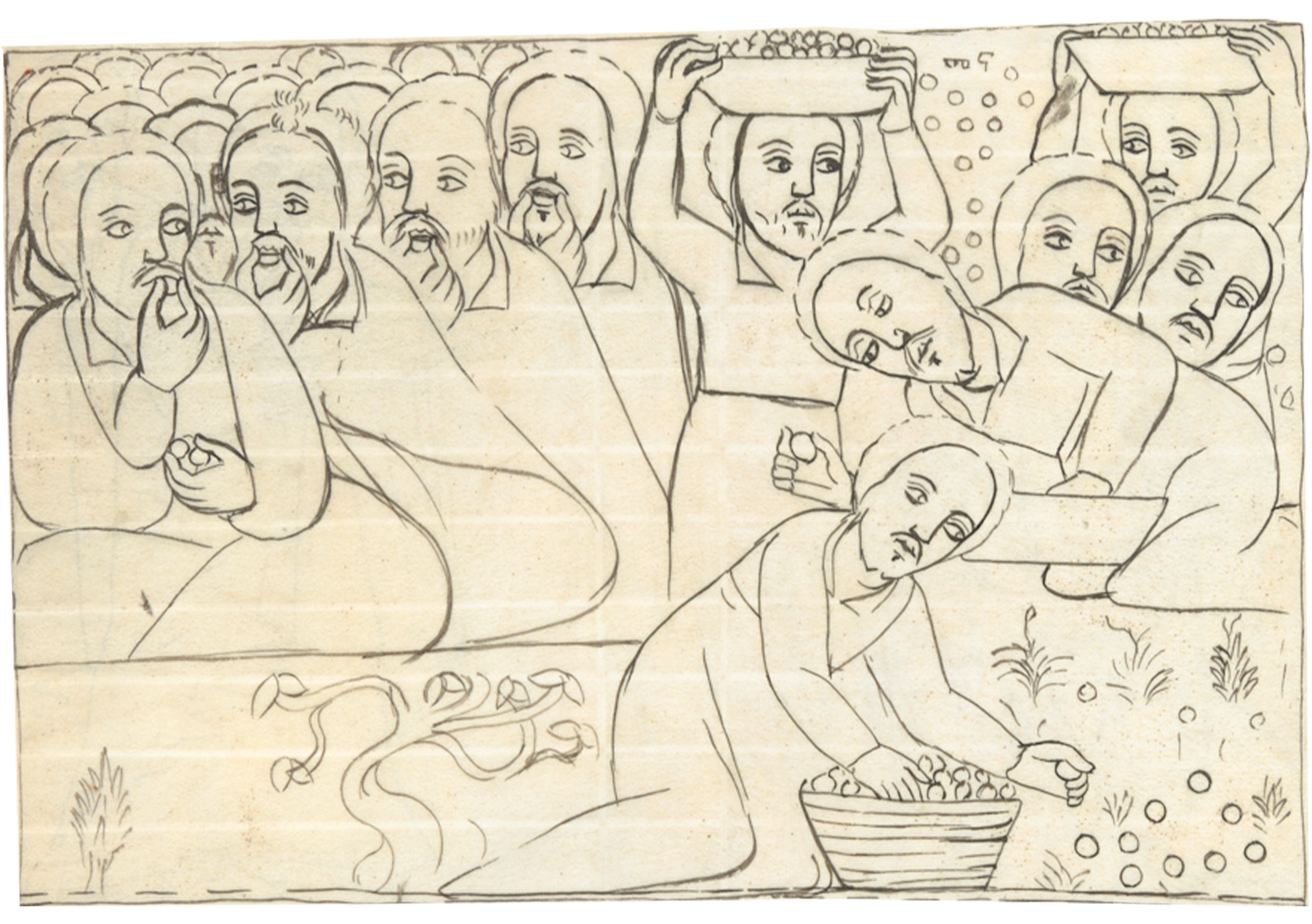 Drawing Of A Group Of People In A Room