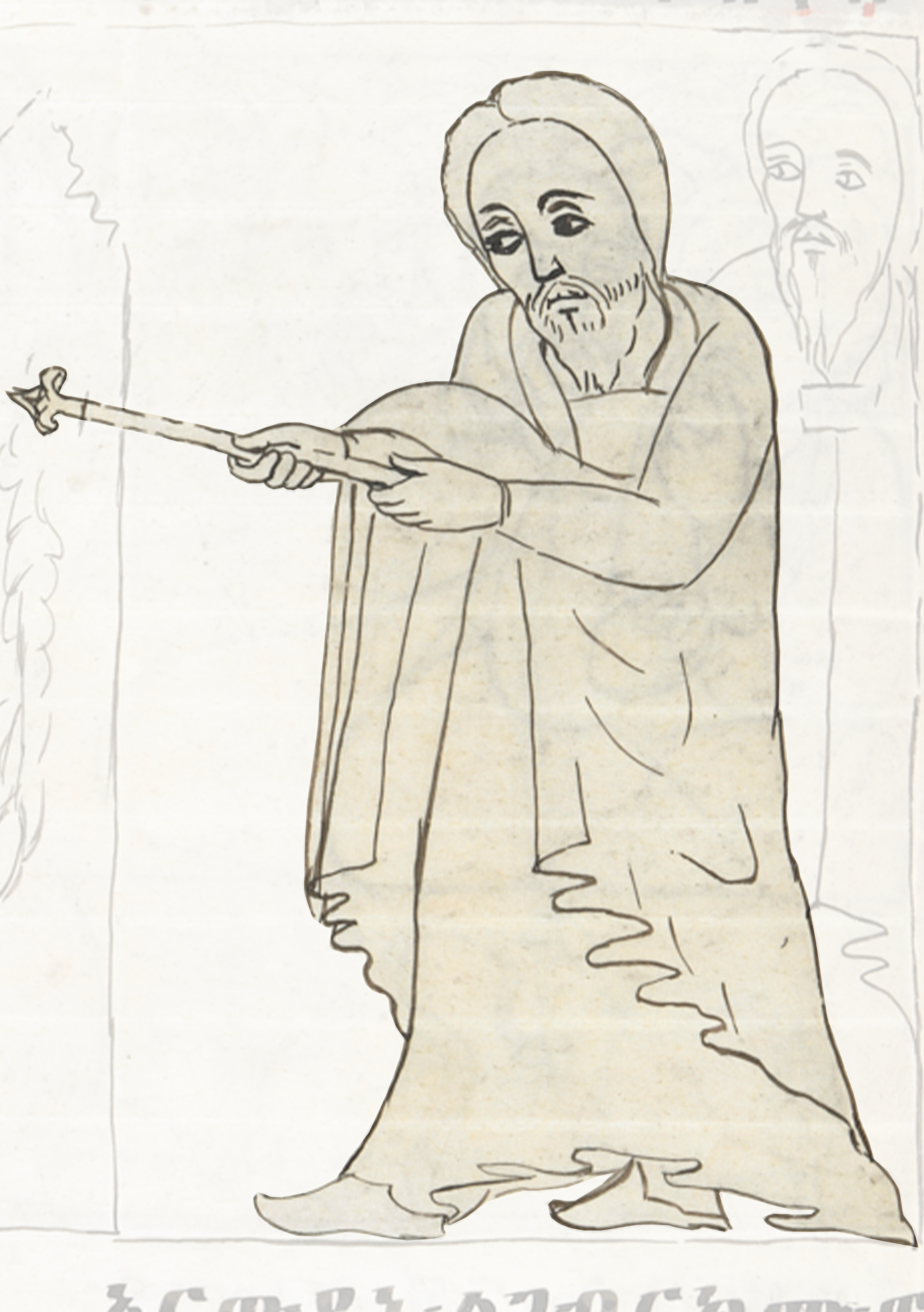 Drawing Of A Man Holding A Wand